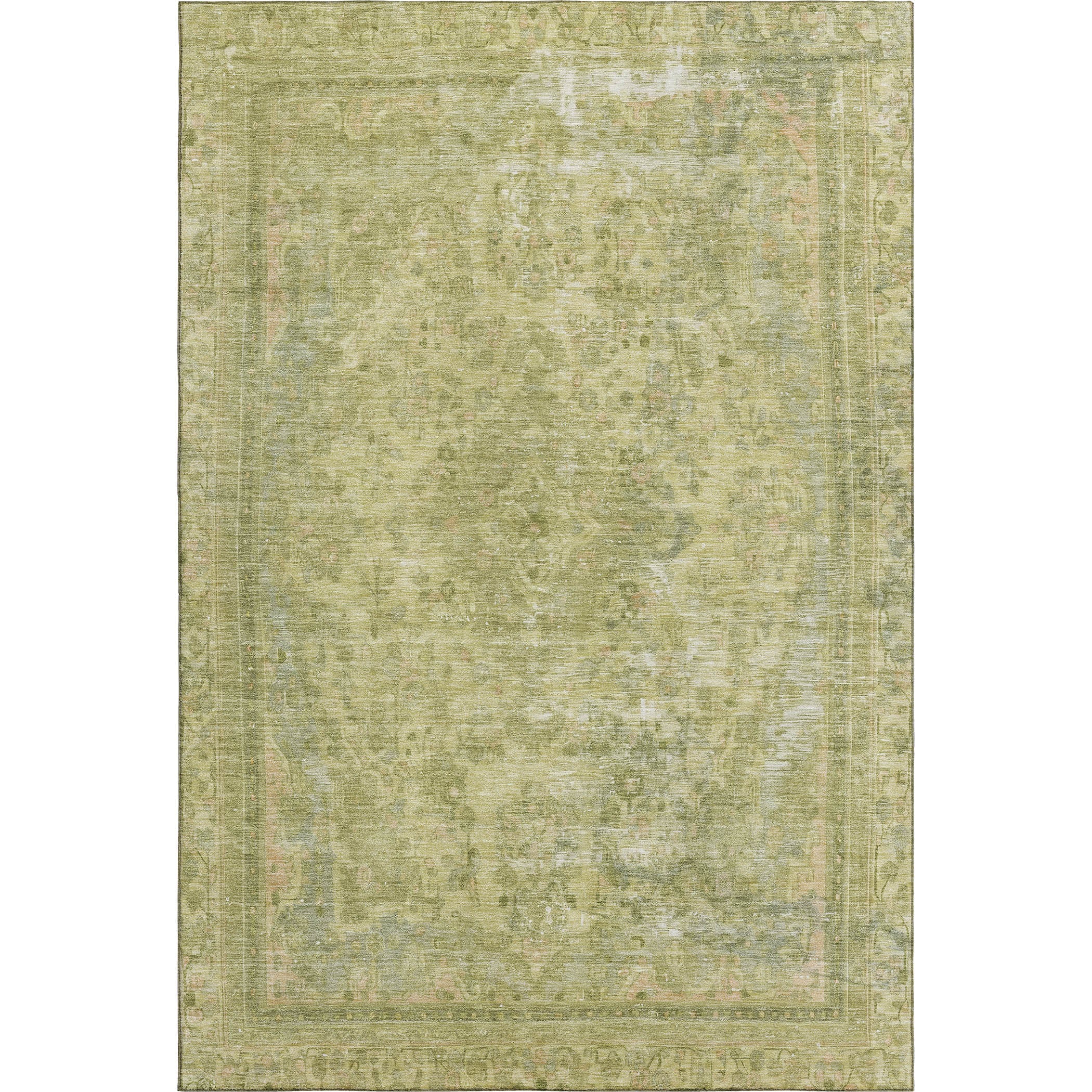 Istanbul Machine Washable Traditional Cactus Green Rug 2'6" x 3'10" #shape_Rectangle