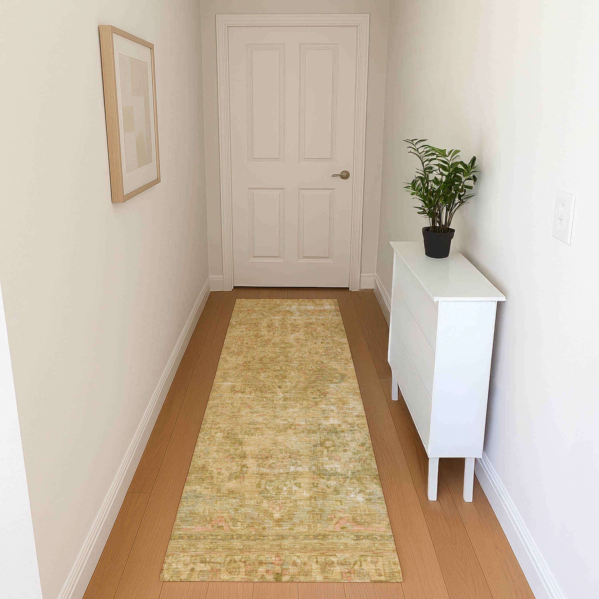 Istanbul Machine Washable Traditional Coral Orange Rug 2'3" x 7'6" #shape_Runner
