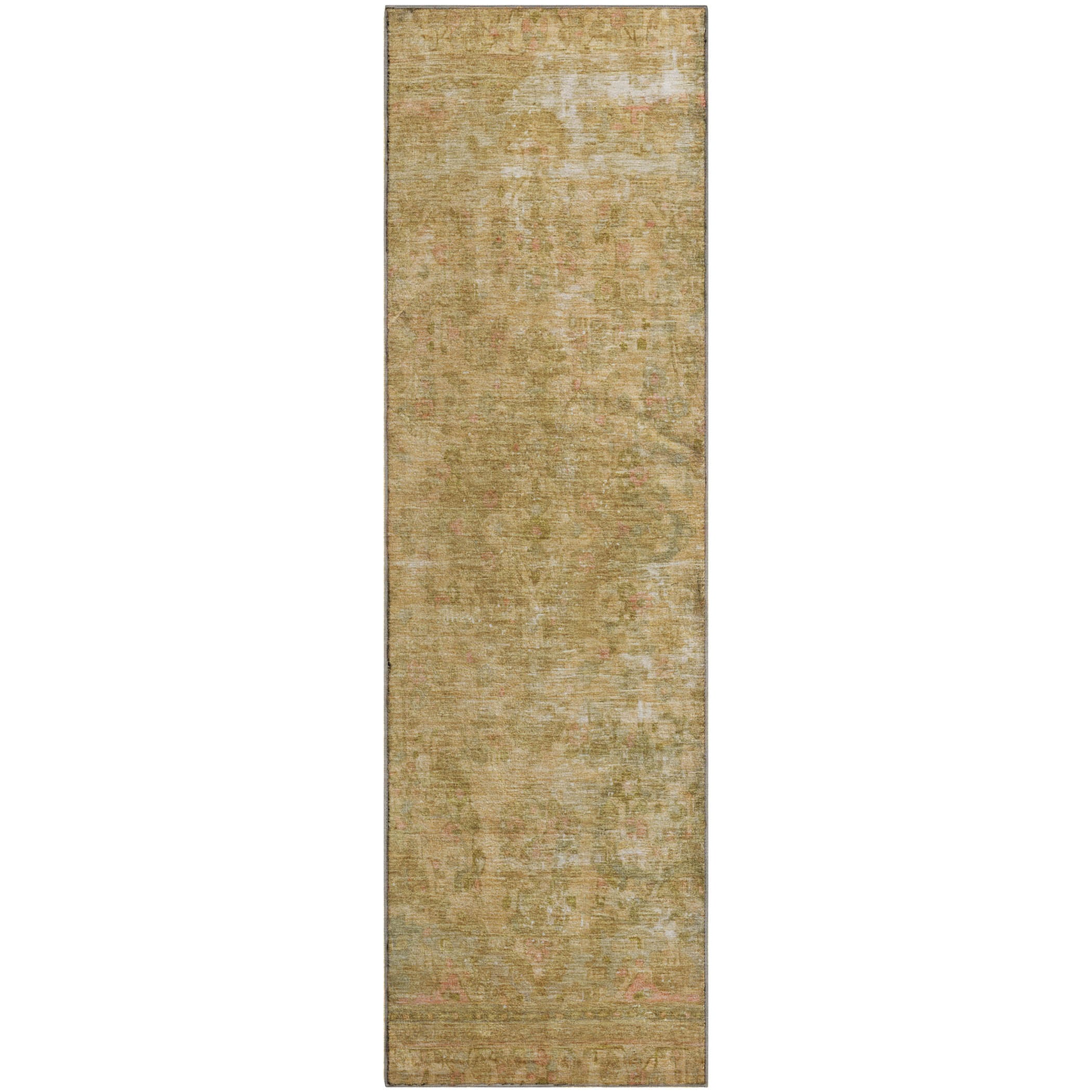 Istanbul Machine Washable Traditional Coral Orange Rug 2'3" x 7'6" #shape_Runner
