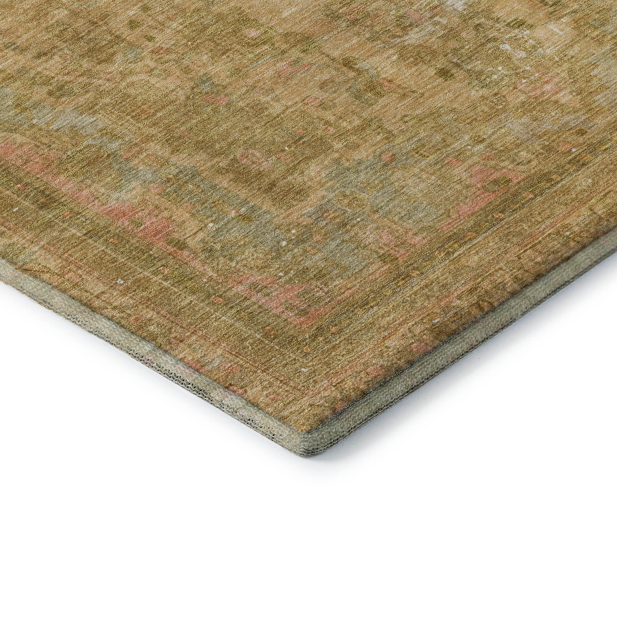 Istanbul Machine Washable Traditional Coral Orange Rug 1'8" x 2'6" #shape_Rectangle