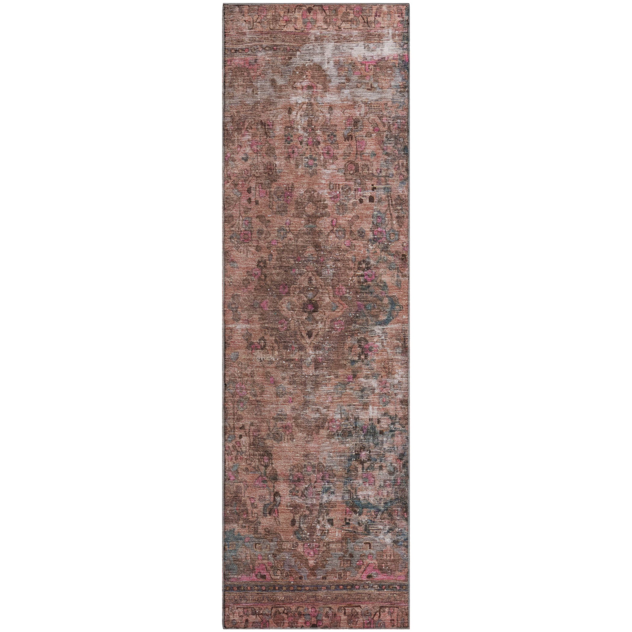 Istanbul Machine Washable Traditional Pink Rug 2'3" x 7'6" #shape_Runner