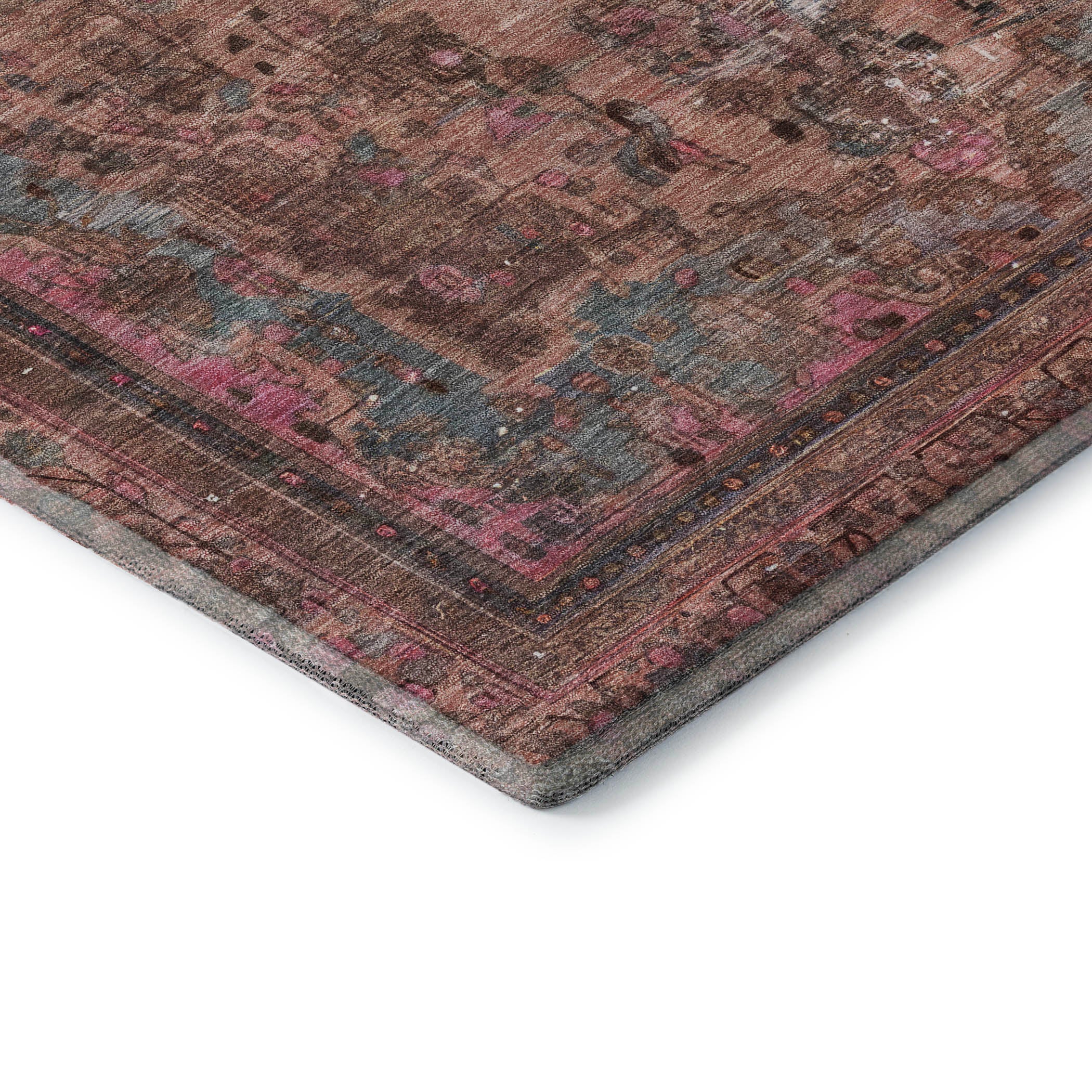 Istanbul Machine Washable Traditional Pink Rug 1'8" x 2'6" #shape_Rectangle