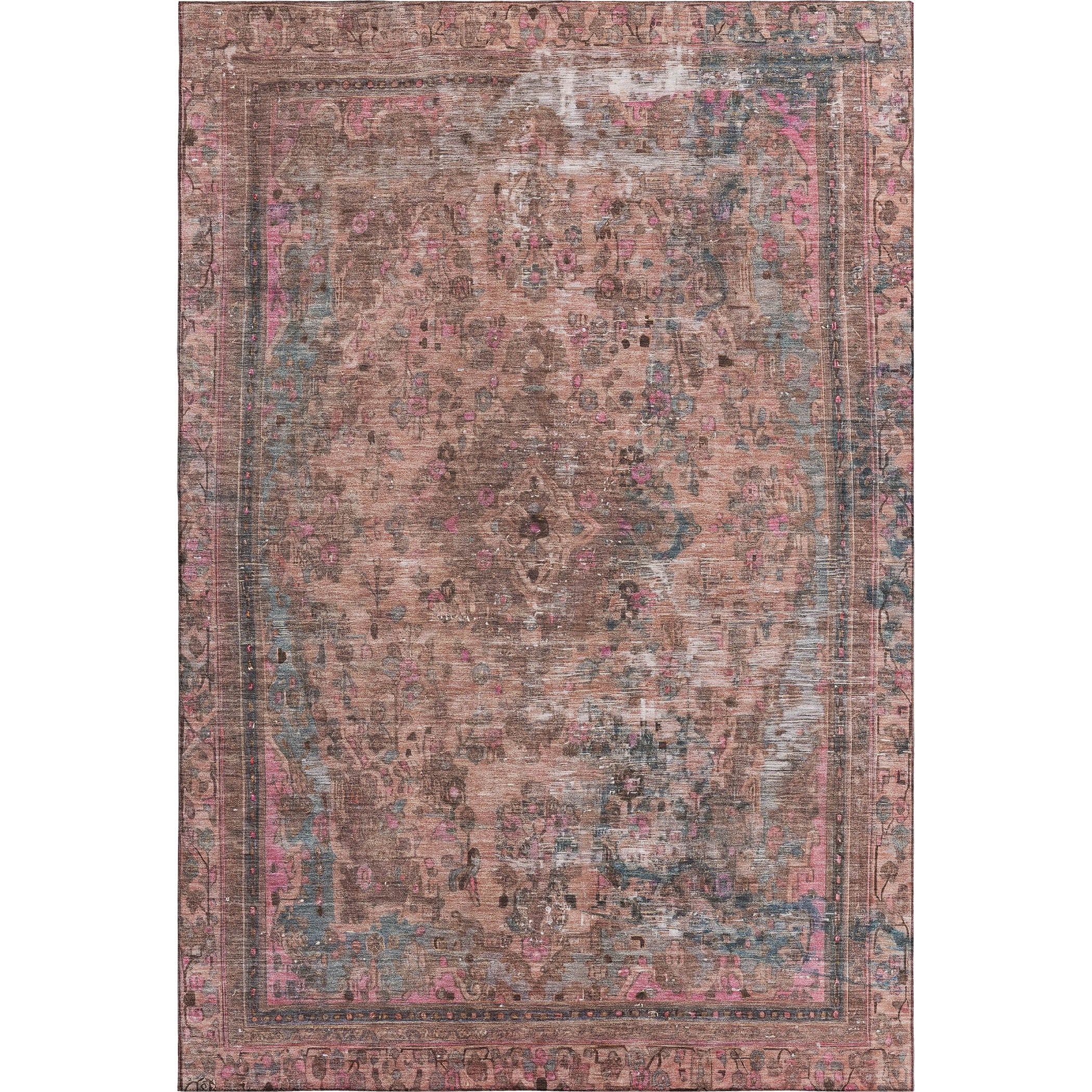 Istanbul Machine Washable Traditional Pink Rug 2'6" x 3'10" #shape_Rectangle