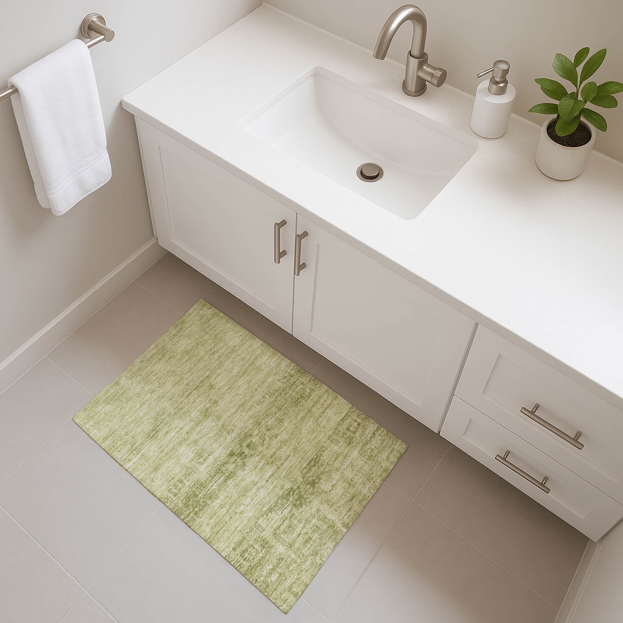 Lima Machine Washable Transitional Aloe Green Rug 1'8" x 2'6" #shape_Rectangle