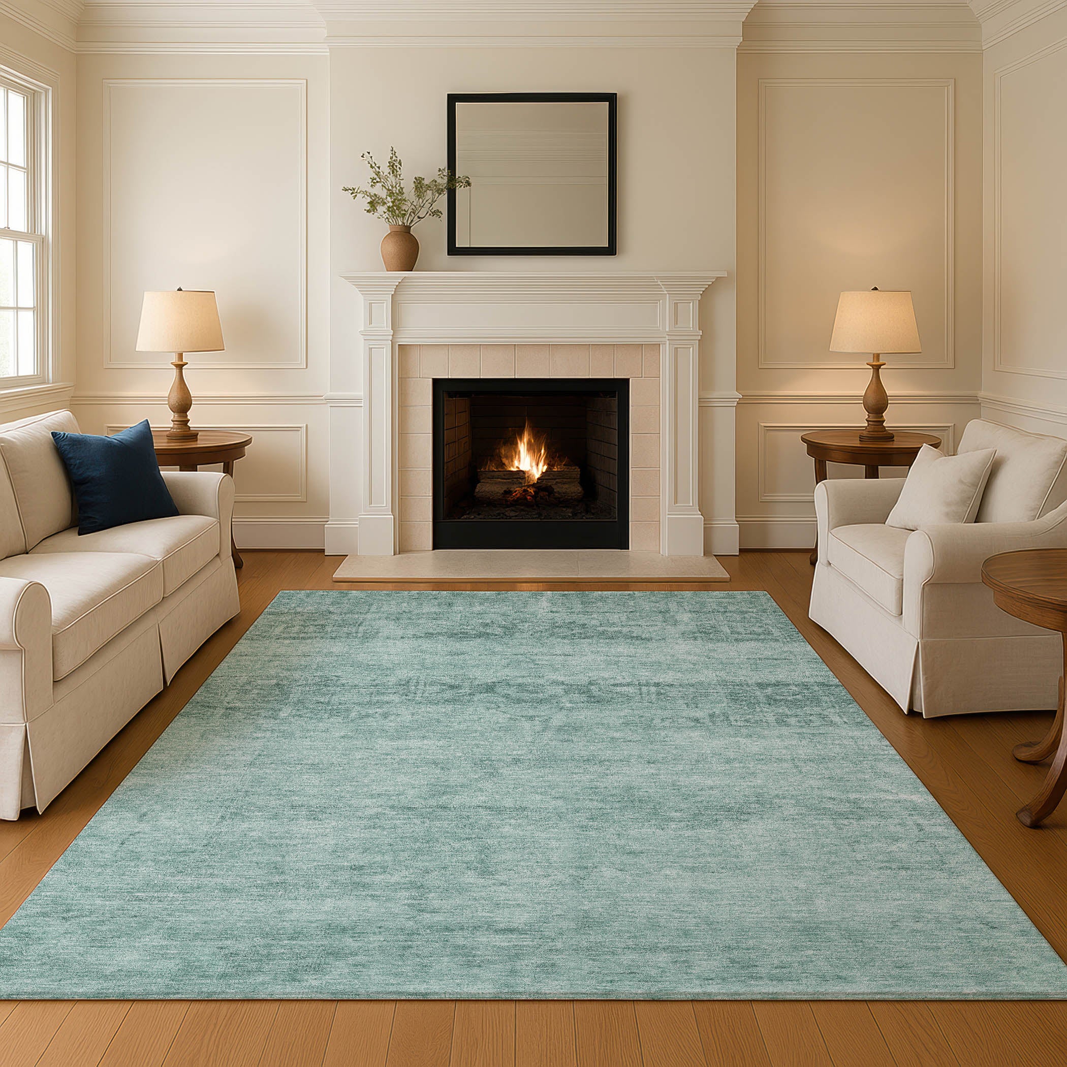 Lima Machine Washable Transitional Aqua Teal Rug 2'6" x 3'10" #shape_Rectangle