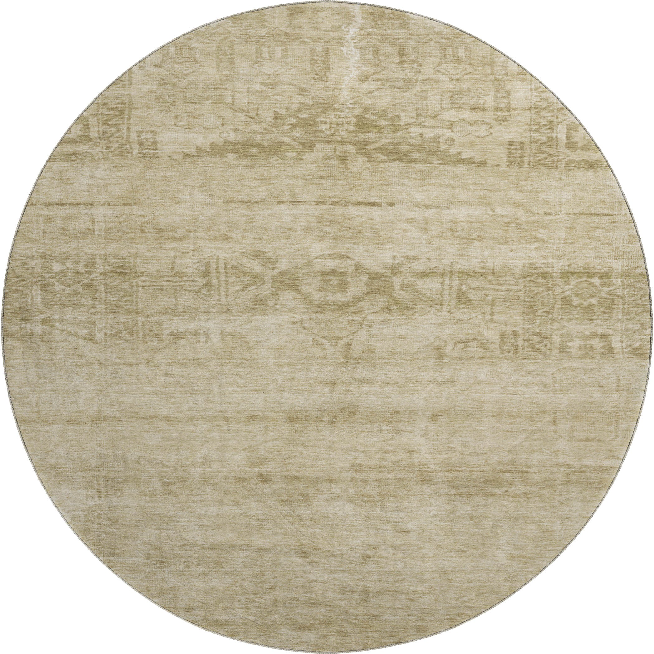 Lima Machine Washable Transitional Beige Brown Rug 8' x 8' #shape_Round
