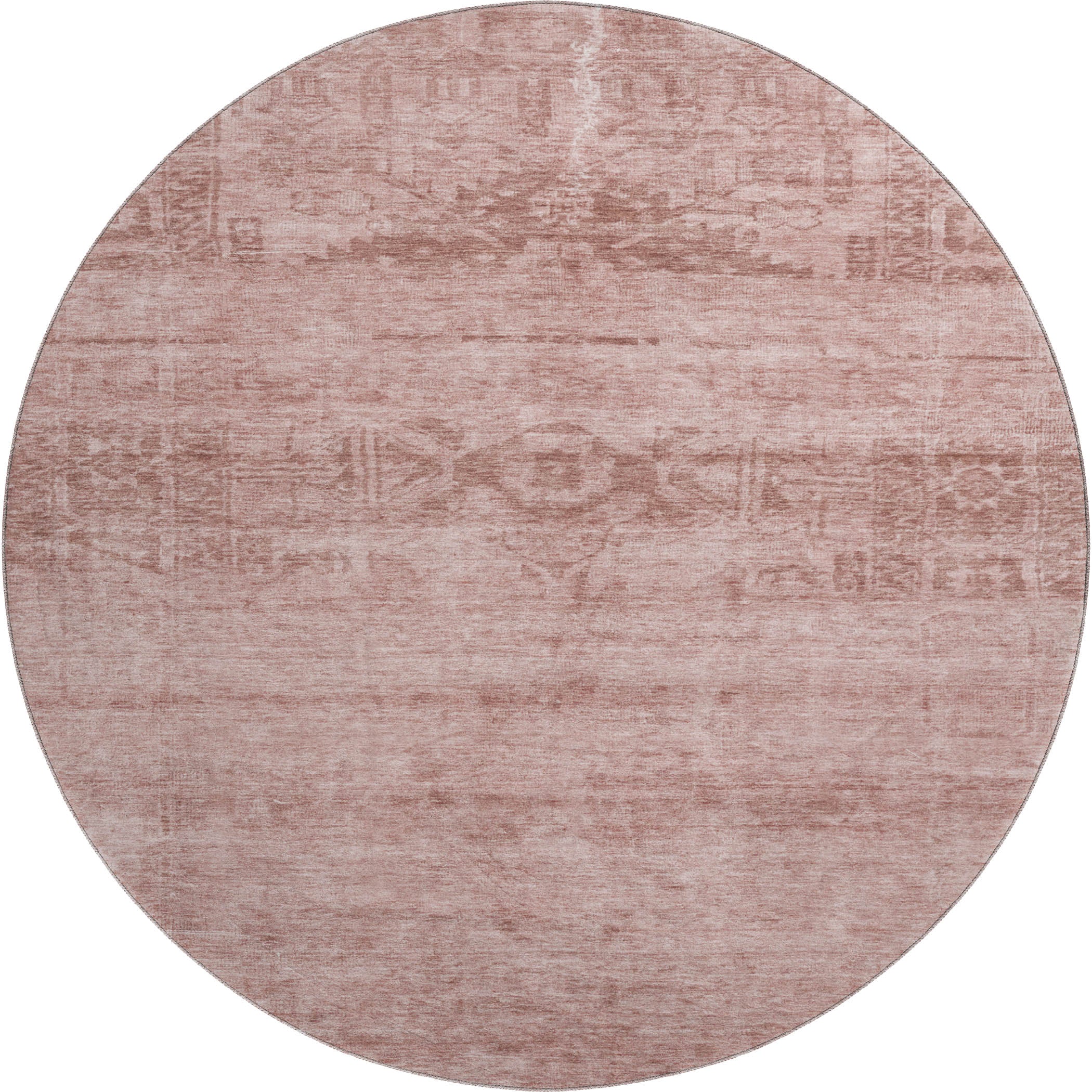 Lima Machine Washable Transitional Blush Pink Rug 8' x 8' #shape_Round