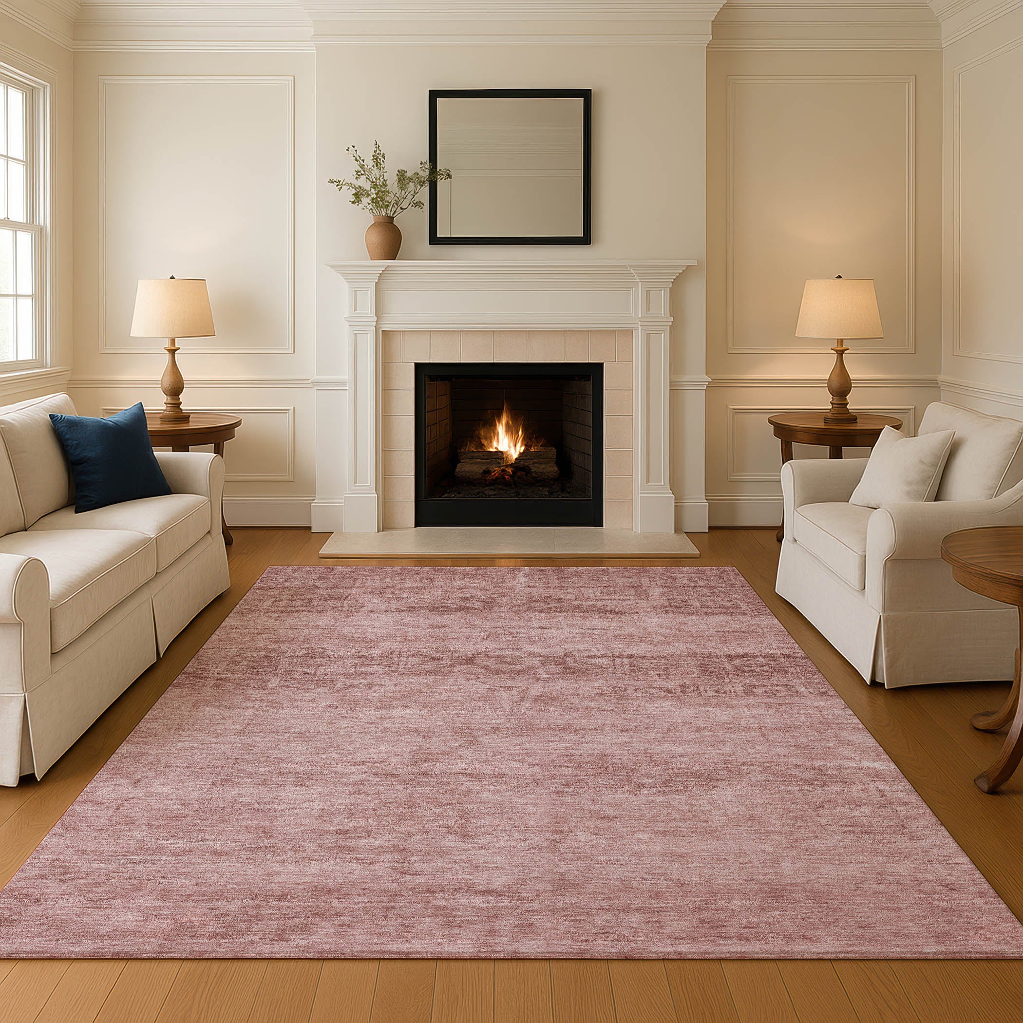Lima Machine Washable Transitional Blush Pink Rug 2'6" x 3'10" #shape_Rectangle