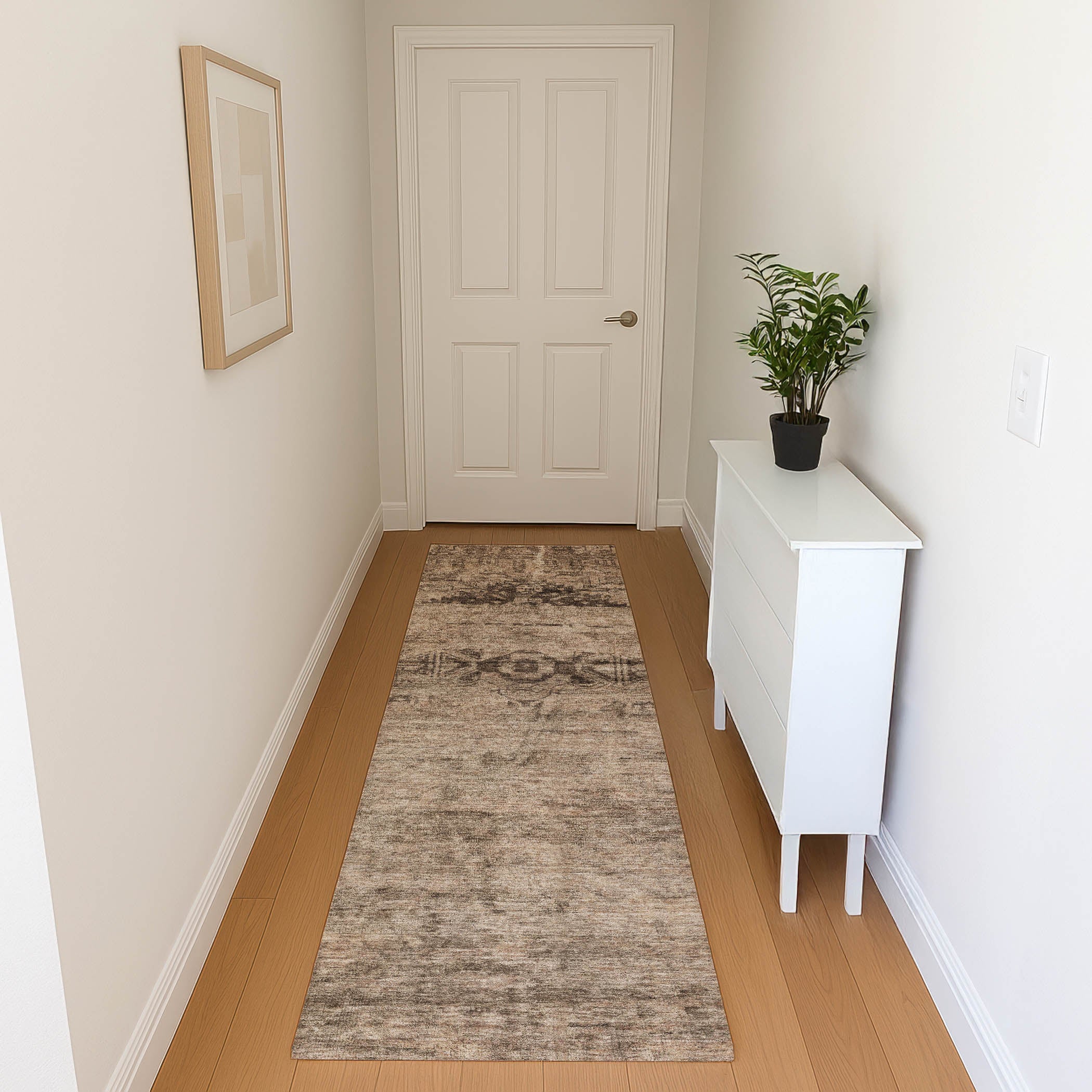 Lima Machine Washable Transitional Brown Rug 2'3" x 7'6" #shape_Runner