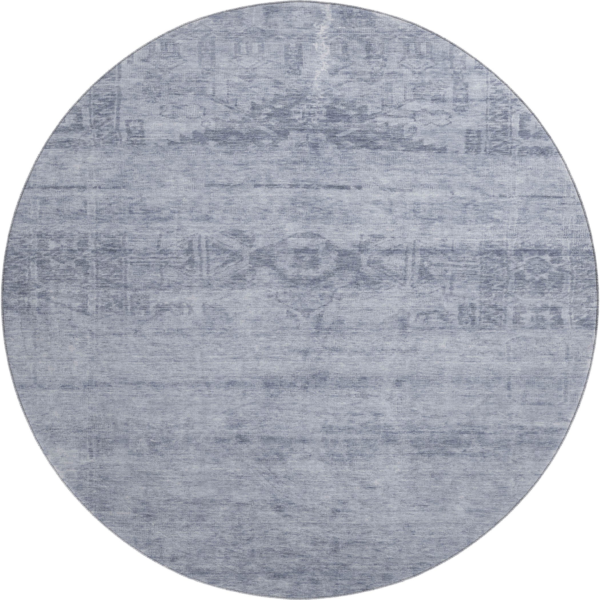 Lima Machine Washable Transitional Denim Blue Rug 8' x 8' #shape_Round
