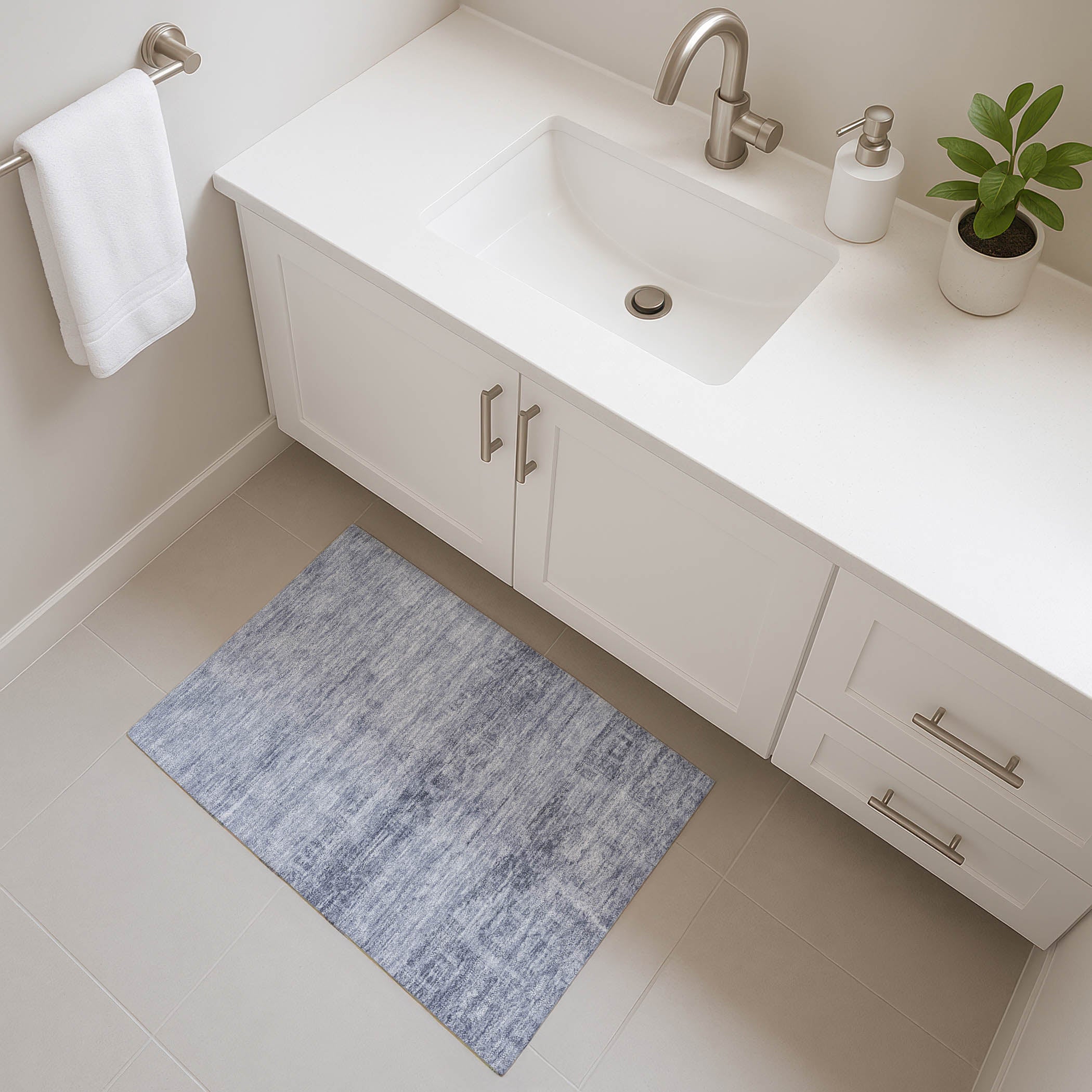 Lima Machine Washable Transitional Denim Blue Rug 1'8" x 2'6" #shape_Rectangle