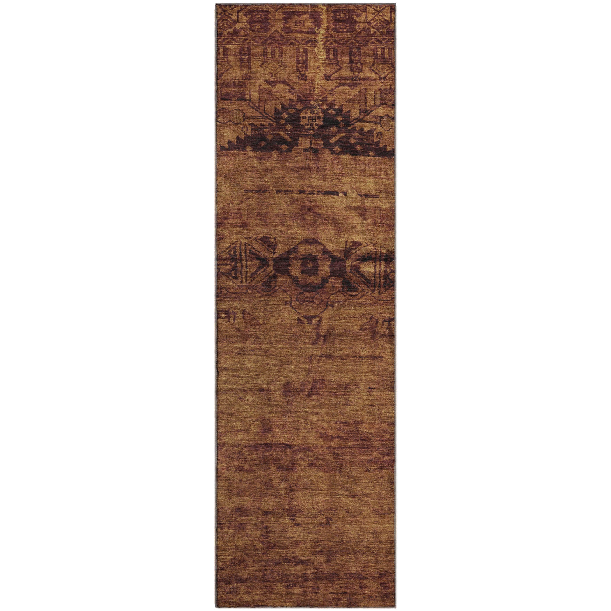 Lima Machine Washable Transitional Paprika Orange Rug 2'3" x 7'6" #shape_Runner