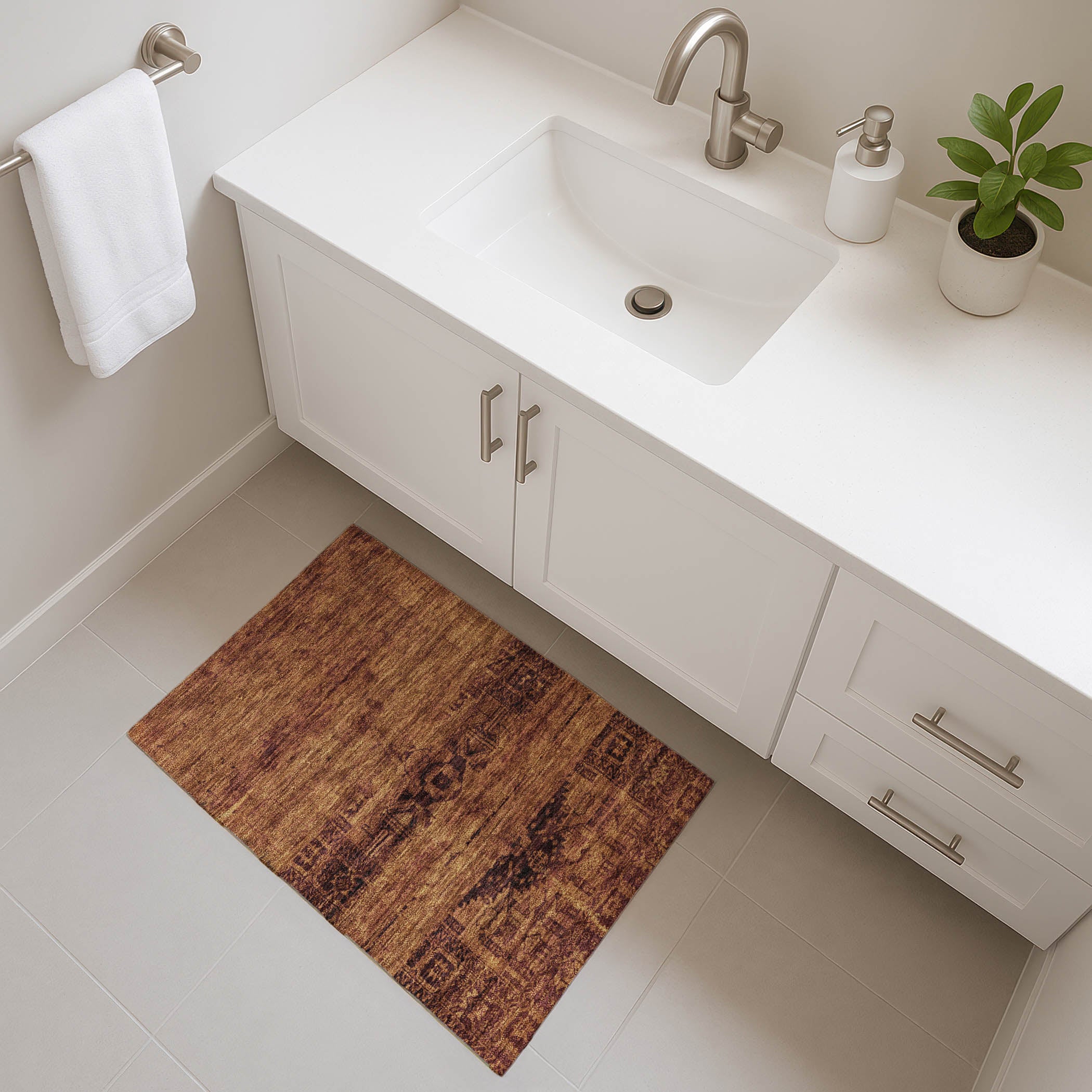Lima Machine Washable Transitional Paprika Orange Rug 1'8" x 2'6" #shape_Rectangle