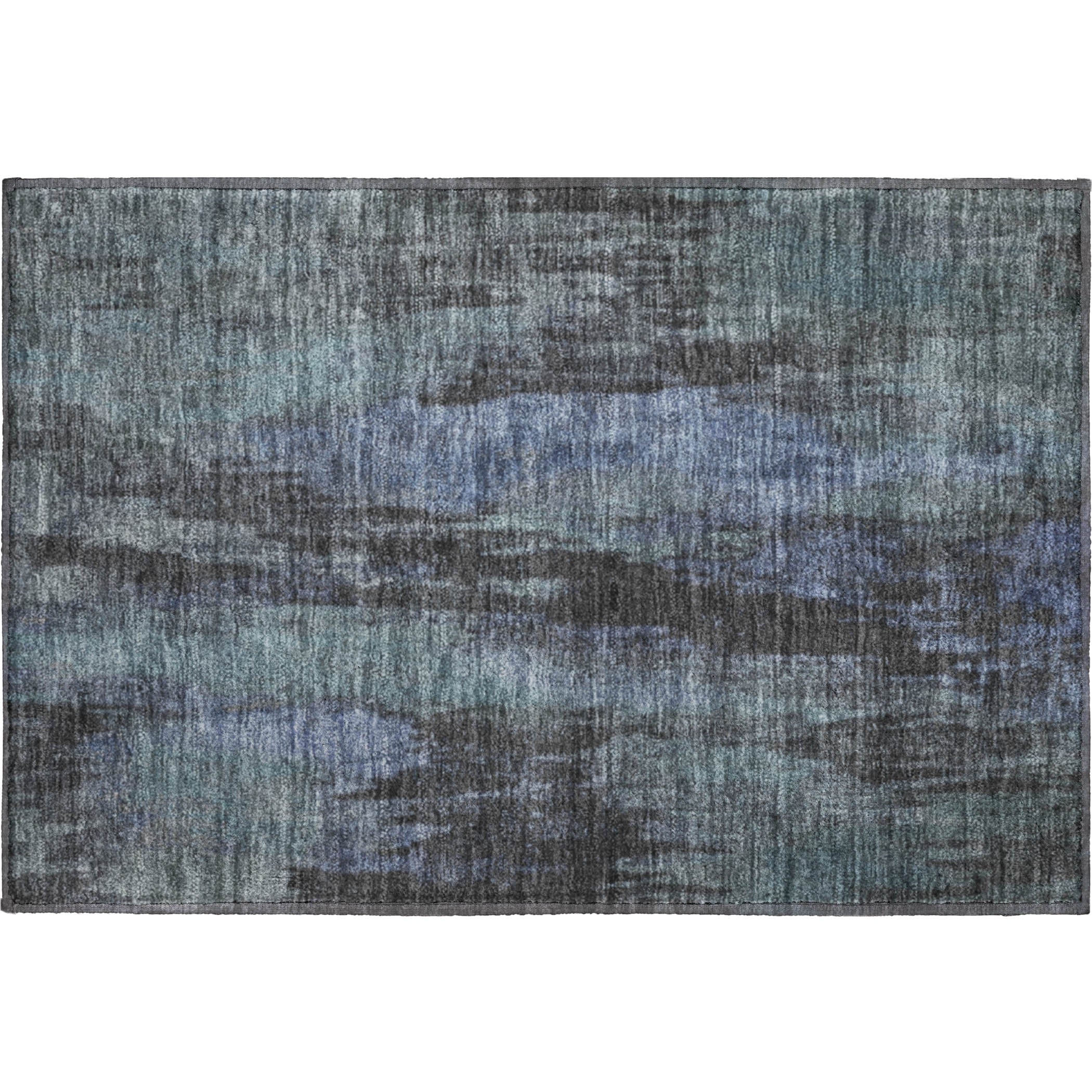 Kathmandu Machine Washable Transitional Blue Rug 1'8" x 2'6" #shape_Rectangle