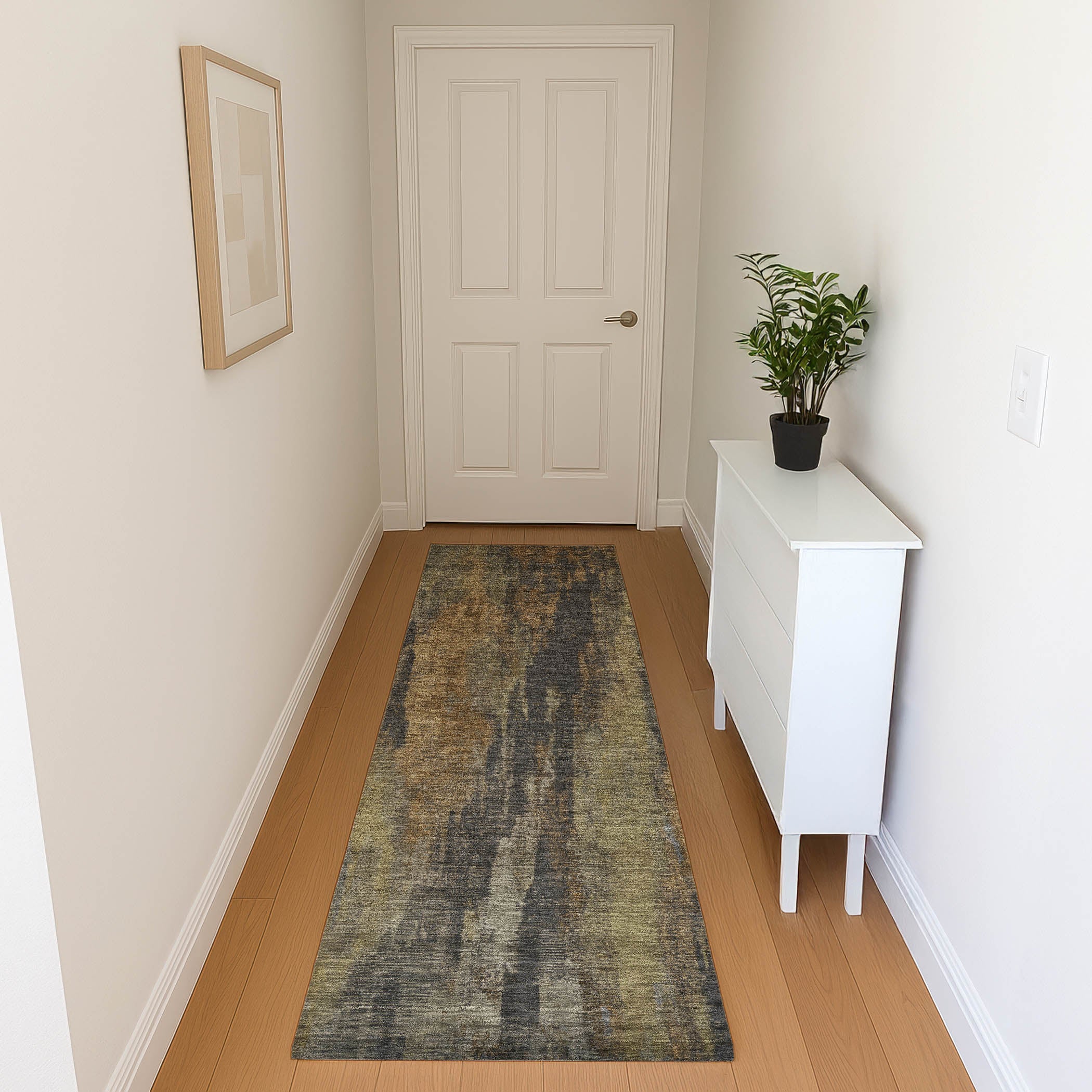 Kathmandu Machine Washable Transitional Charcoal Gray Rug 2'3" x 7'6" #shape_Runner