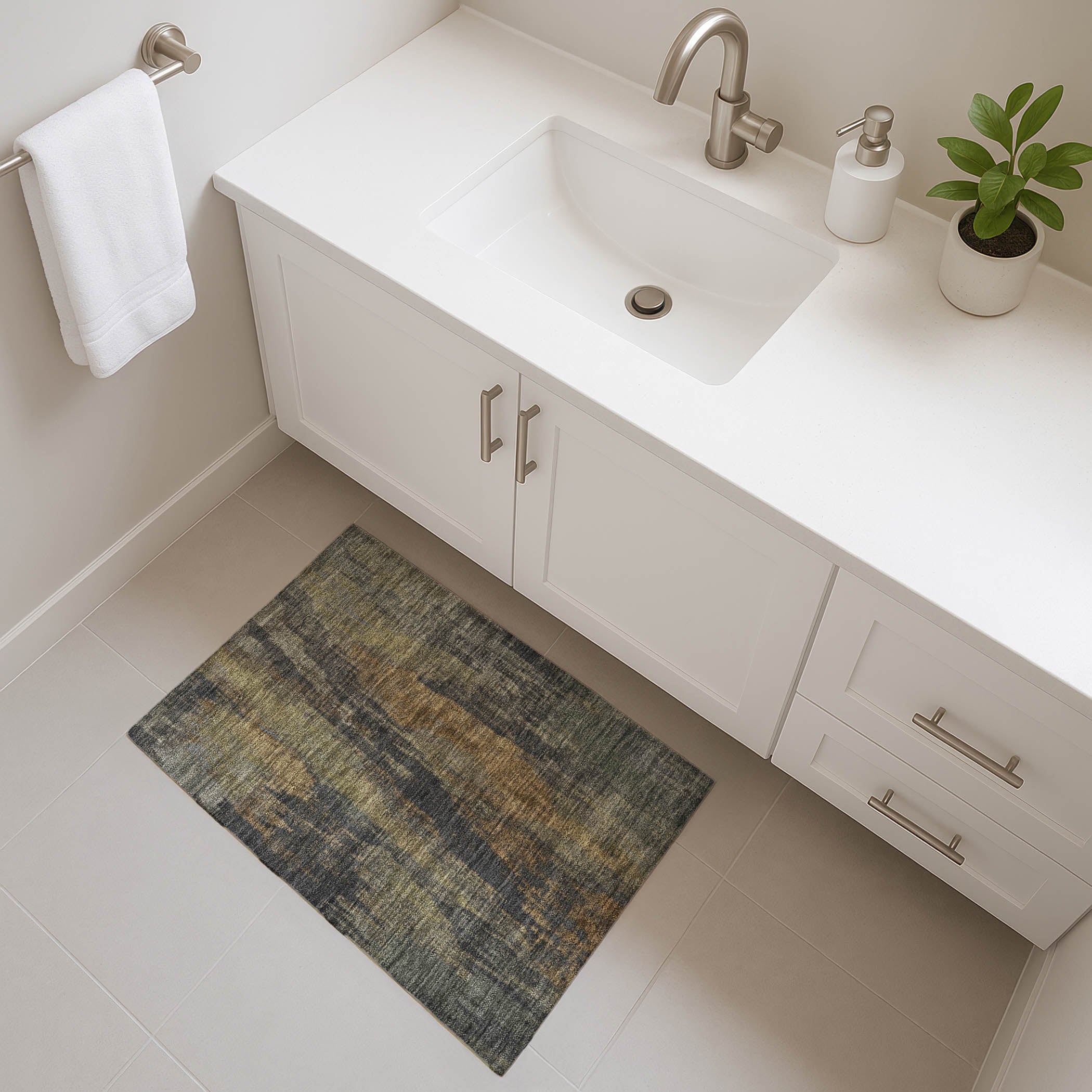 Kathmandu Machine Washable Transitional Charcoal Gray Rug 1'8" x 2'6" #shape_Rectangle
