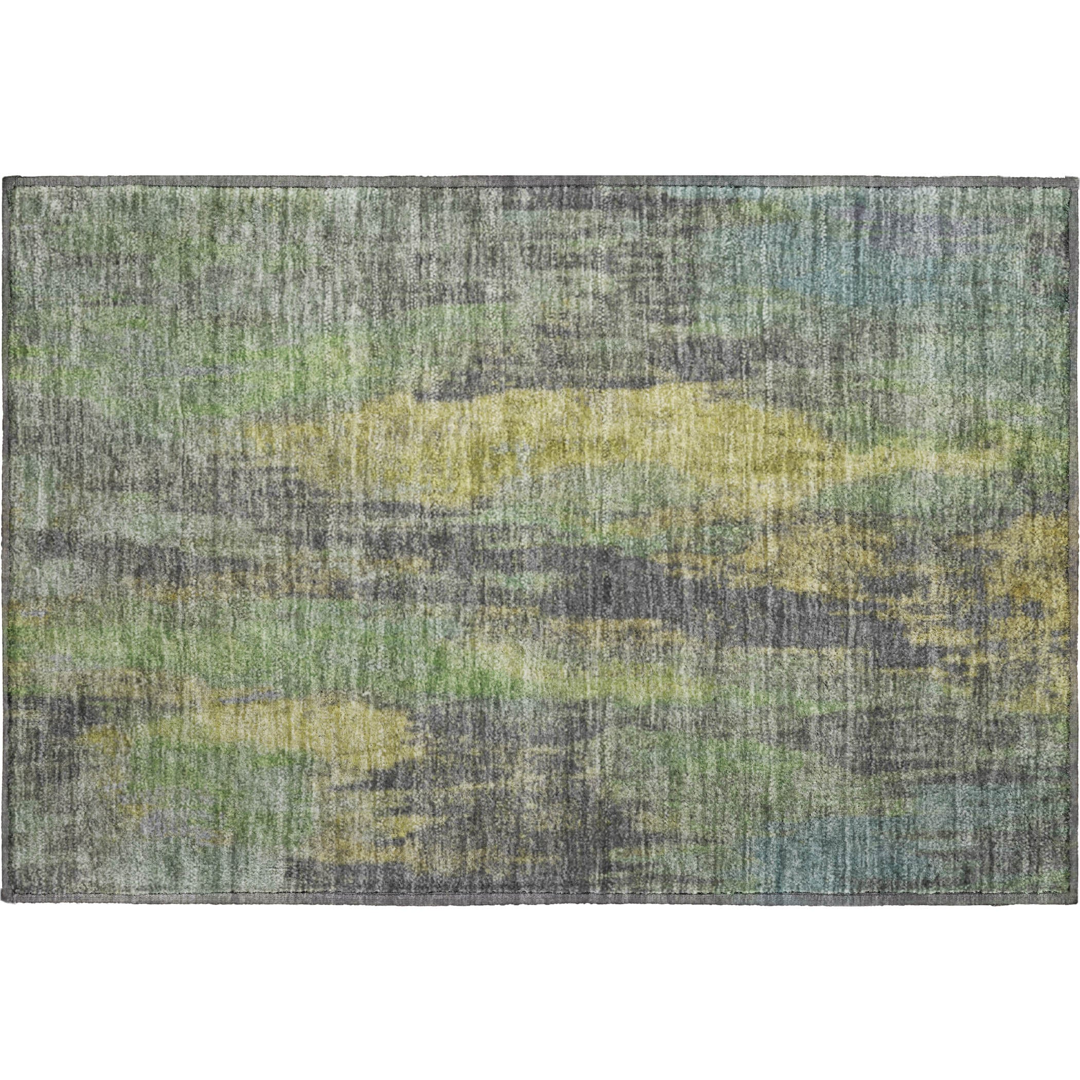Kathmandu Machine Washable Transitional Green Rug 1'8" x 2'6" #shape_Rectangle