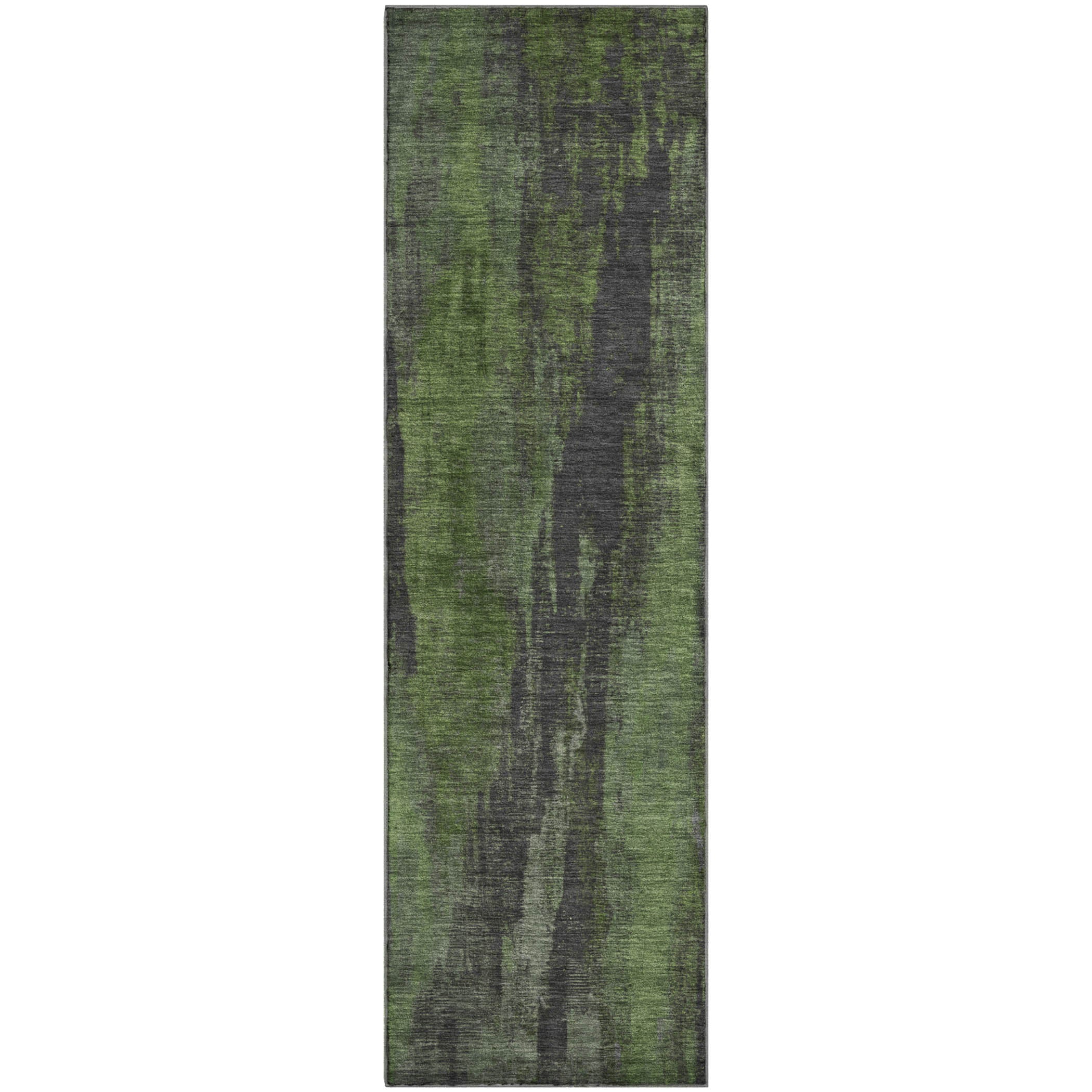 Kathmandu Machine Washable Transitional Olive Green Rug 2'3" x 7'6" #shape_Runner