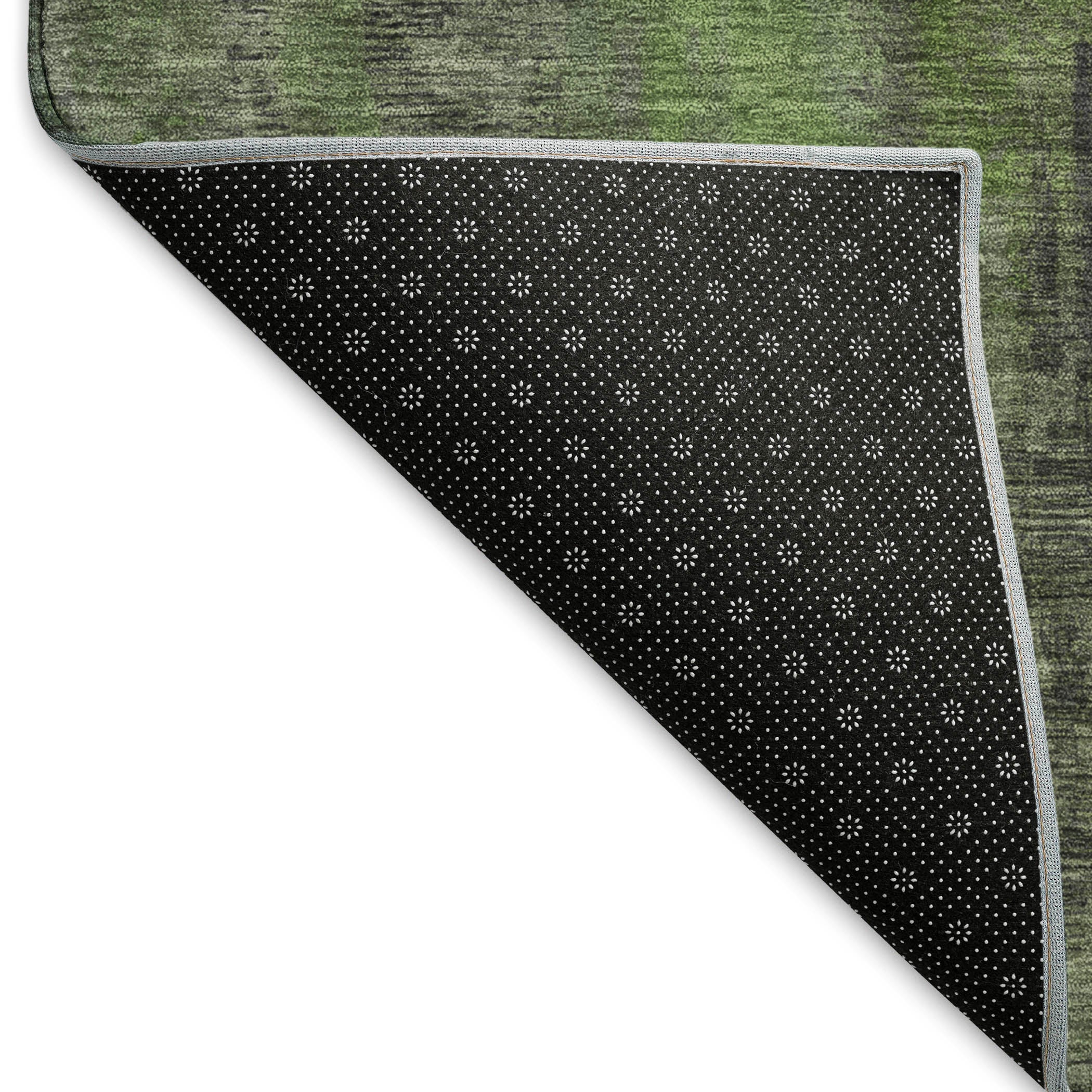 Kathmandu Machine Washable Transitional Olive Green Rug 1'8" x 2'6" #shape_Rectangle