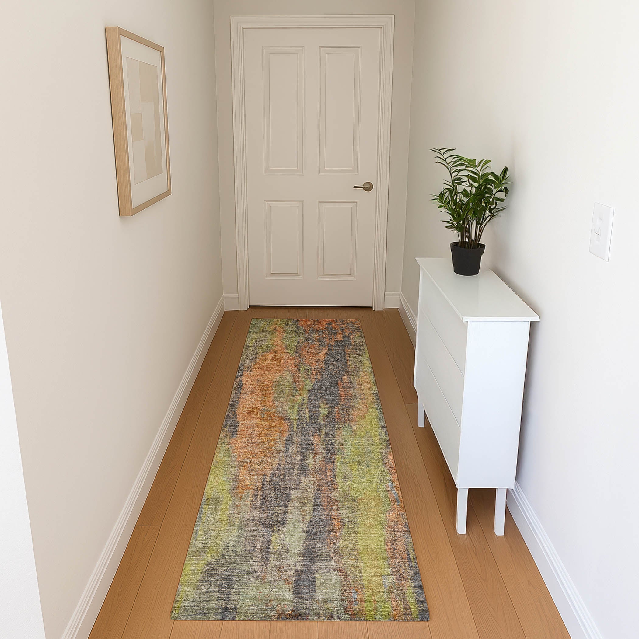 Kathmandu Machine Washable Transitional Orange Rug 2'3" x 7'6" #shape_Runner