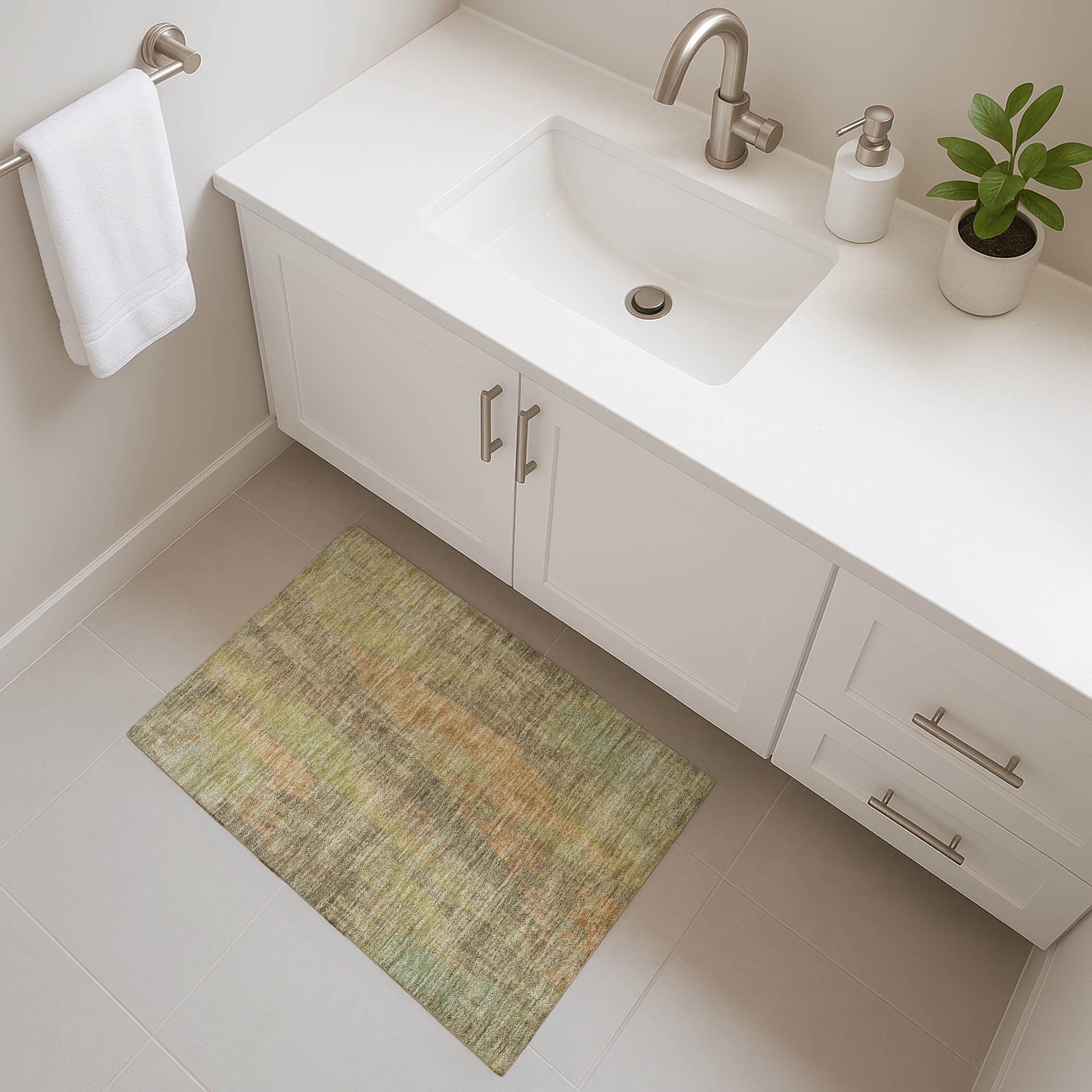 Kathmandu Machine Washable Transitional Taupe Brown Rug 1'8" x 2'6" #shape_Rectangle