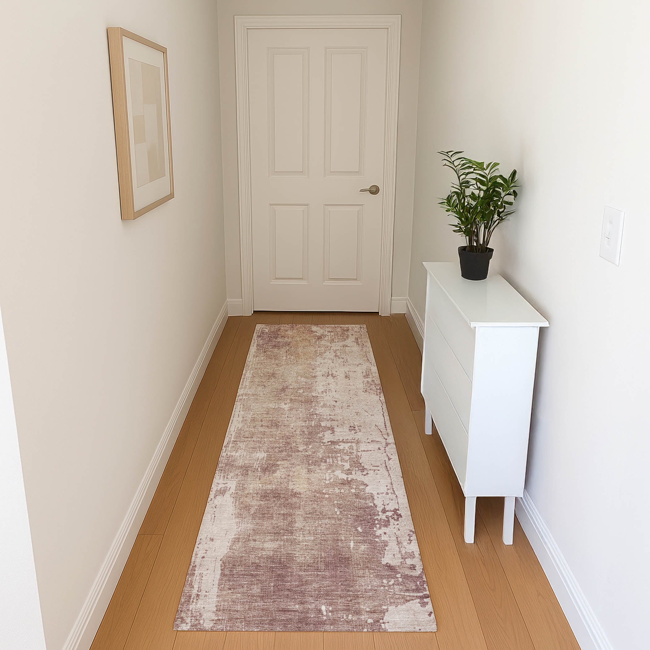 Bogota Machine Washable Transitional Blush Pink Rug 2'3" x 7'6" #shape_Runner