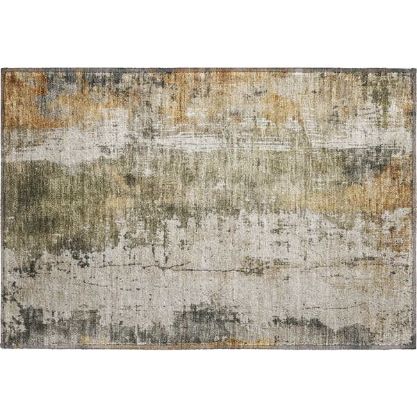 Bogota Machine Washable Transitional Olive Green Rug 1'8" x 2'6"
