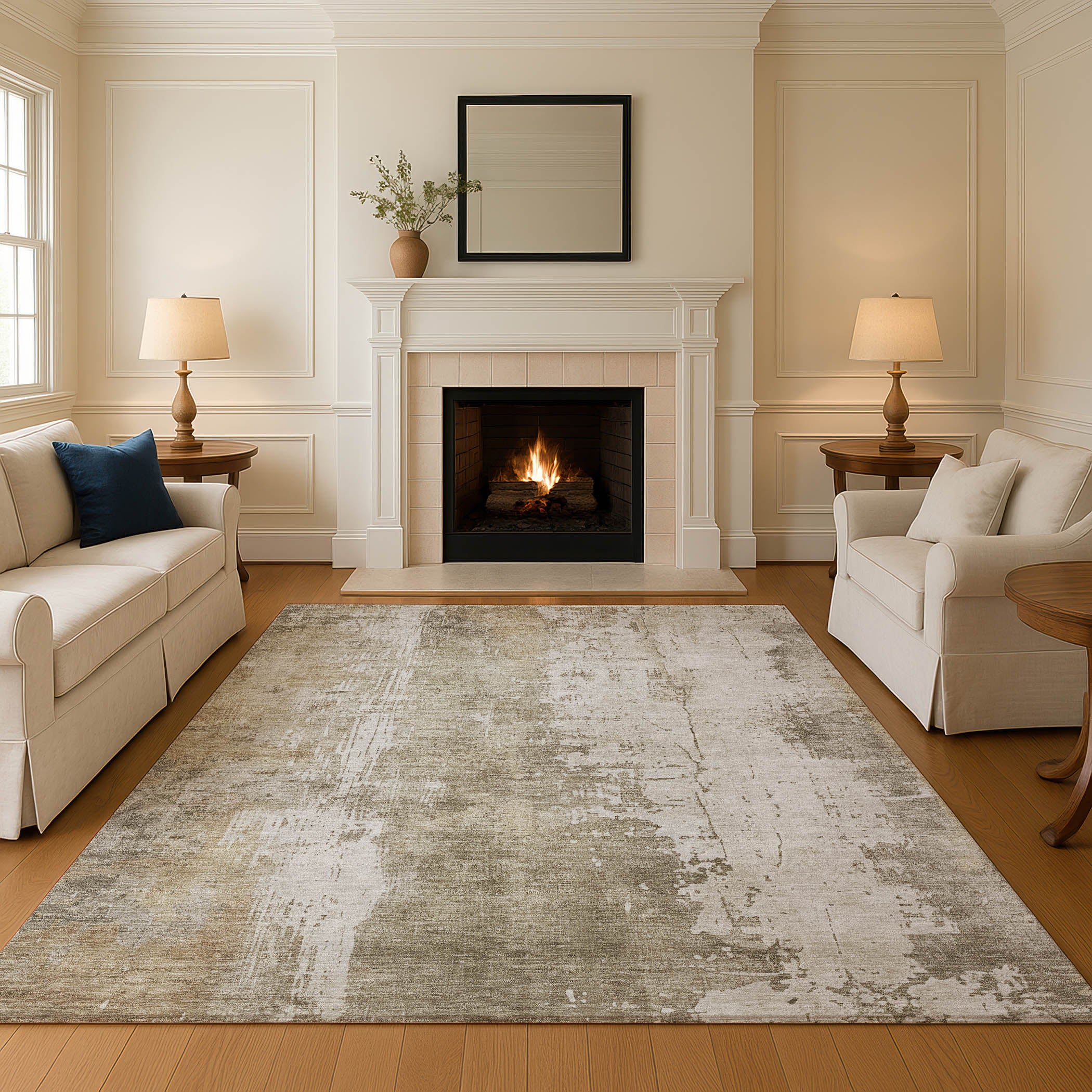 Bogota Machine Washable Transitional Taupe Brown Rug 2'6" x 3'10" #shape_Rectangle