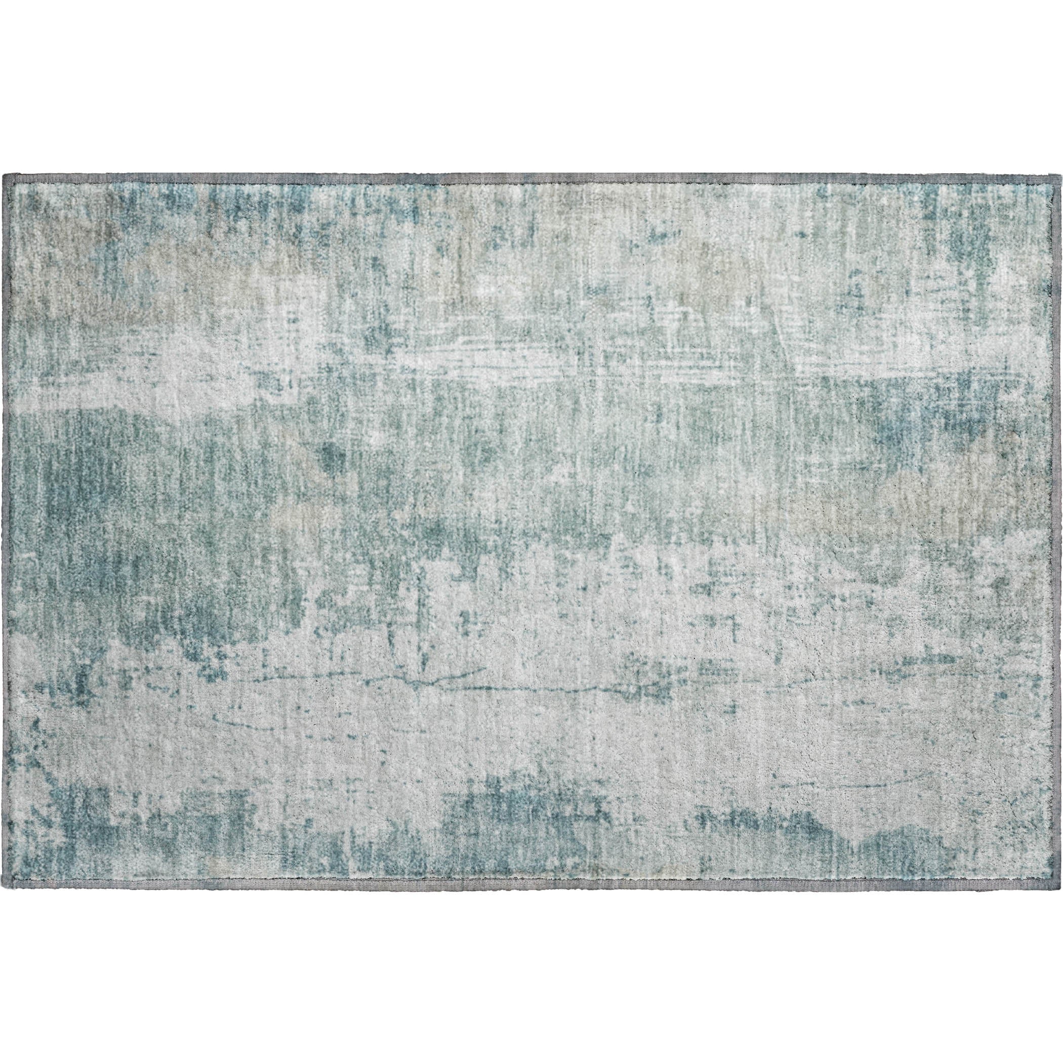 Bogota Machine Washable Transitional Turquoise Teal Rug 1'8" x 2'6" #shape_Rectangle