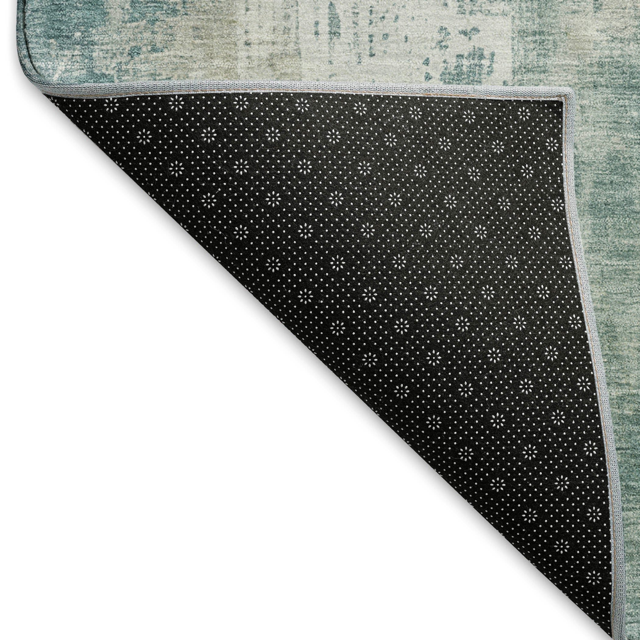 Bogota Machine Washable Transitional Turquoise Teal Rug 1'8" x 2'6" #shape_Rectangle