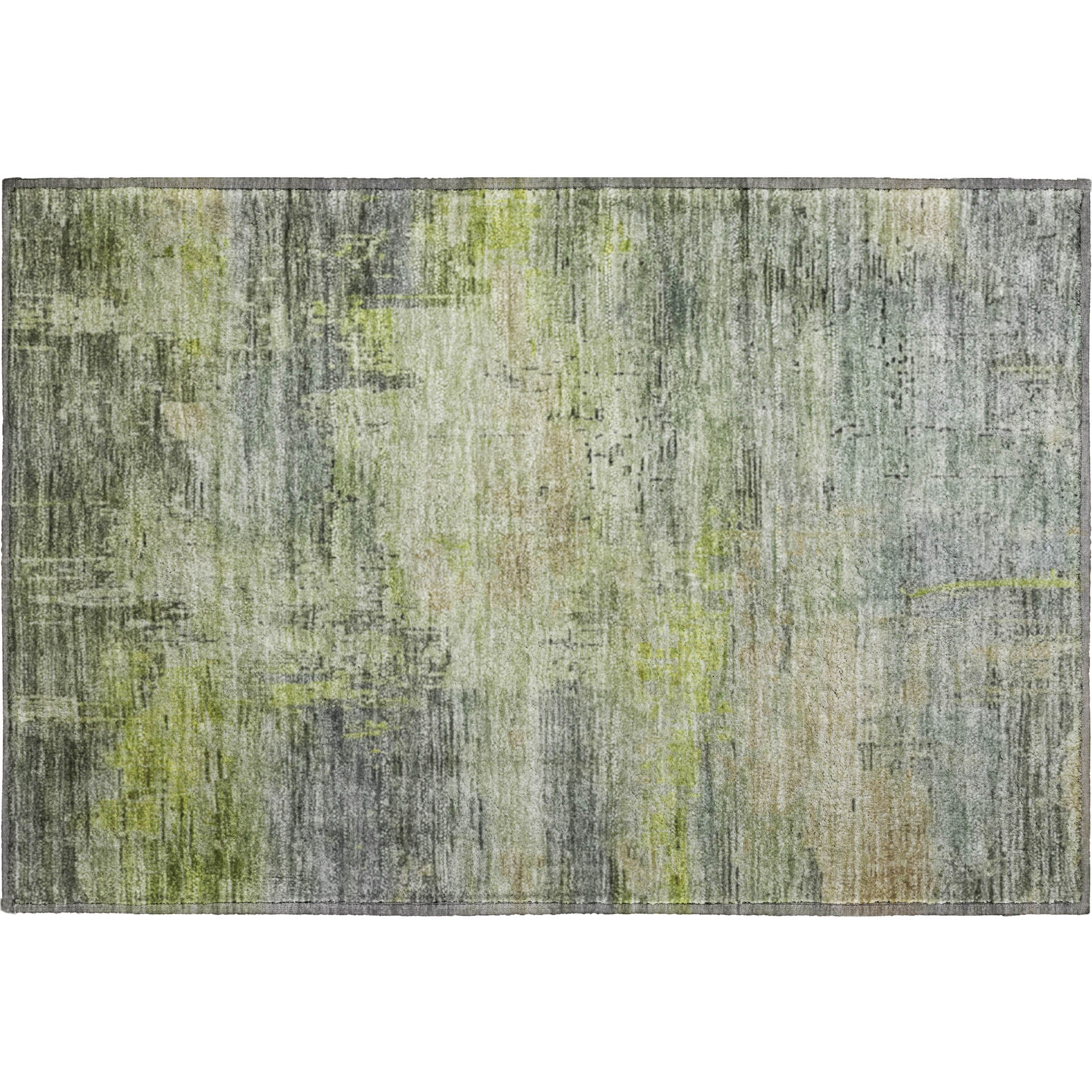 Seoul Machine Washable Transitional Aloe Green Rug 1'8" x 2'6" #shape_Rectangle