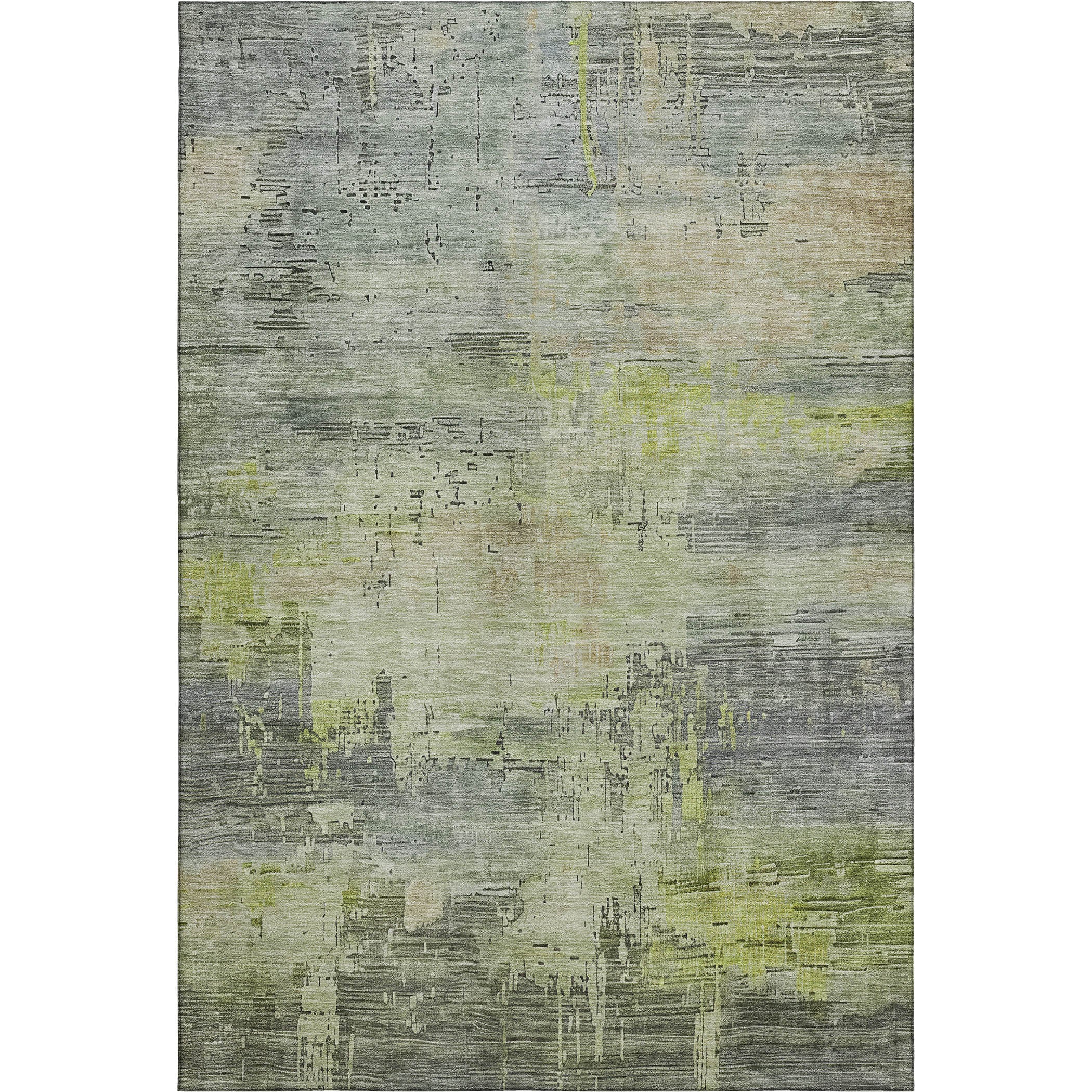 Seoul Machine Washable Transitional Aloe Green Rug 2'6" x 3'10" #shape_Rectangle
