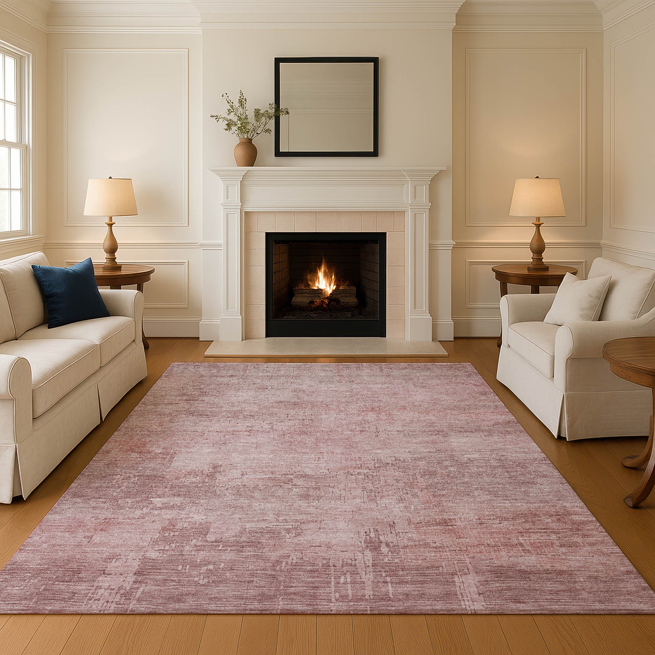 Seoul Machine Washable Transitional Blush Pink Rug 2'6" x 3'10" #shape_Rectangle