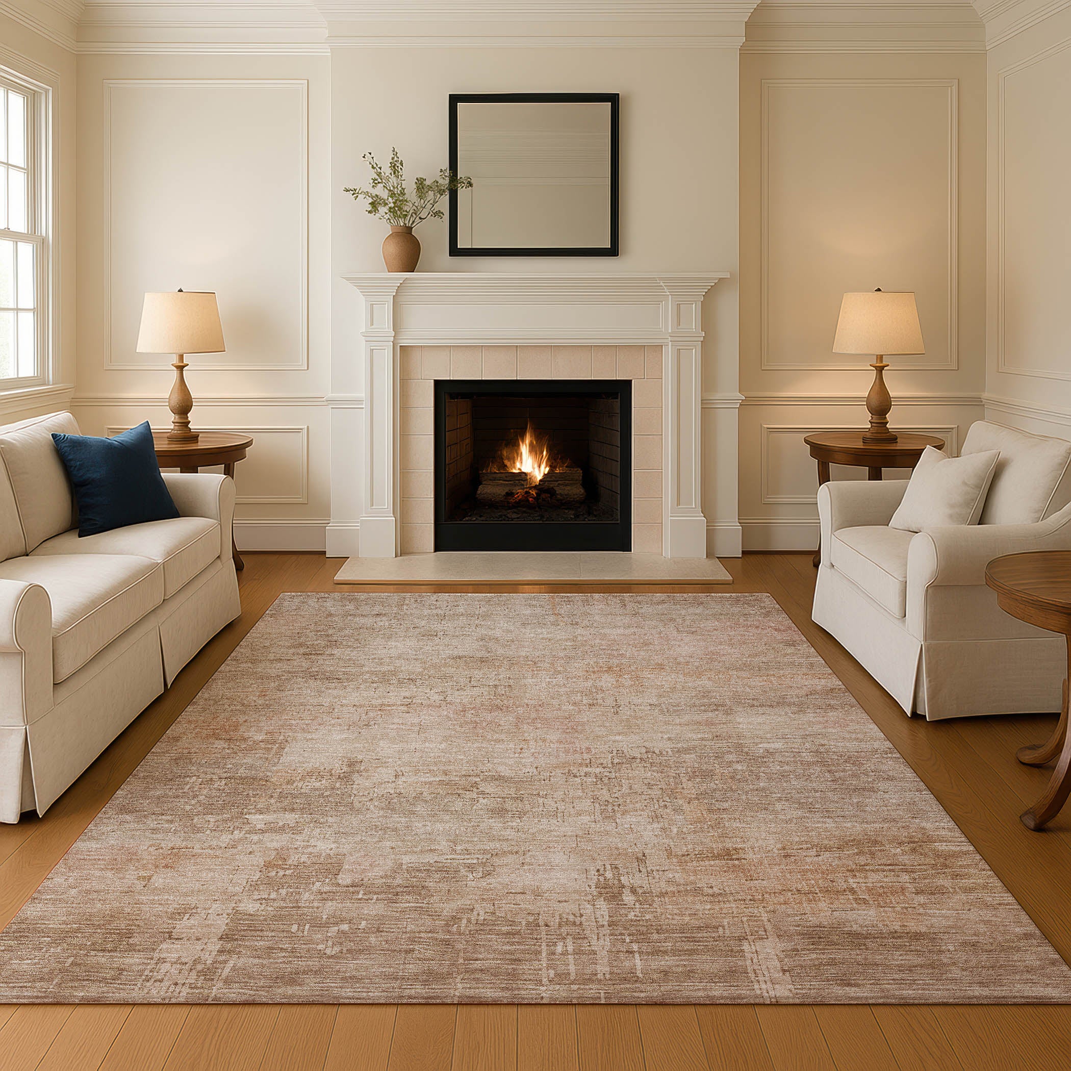 Seoul Machine Washable Transitional Coral Orange Rug 2'6" x 3'10" #shape_Rectangle