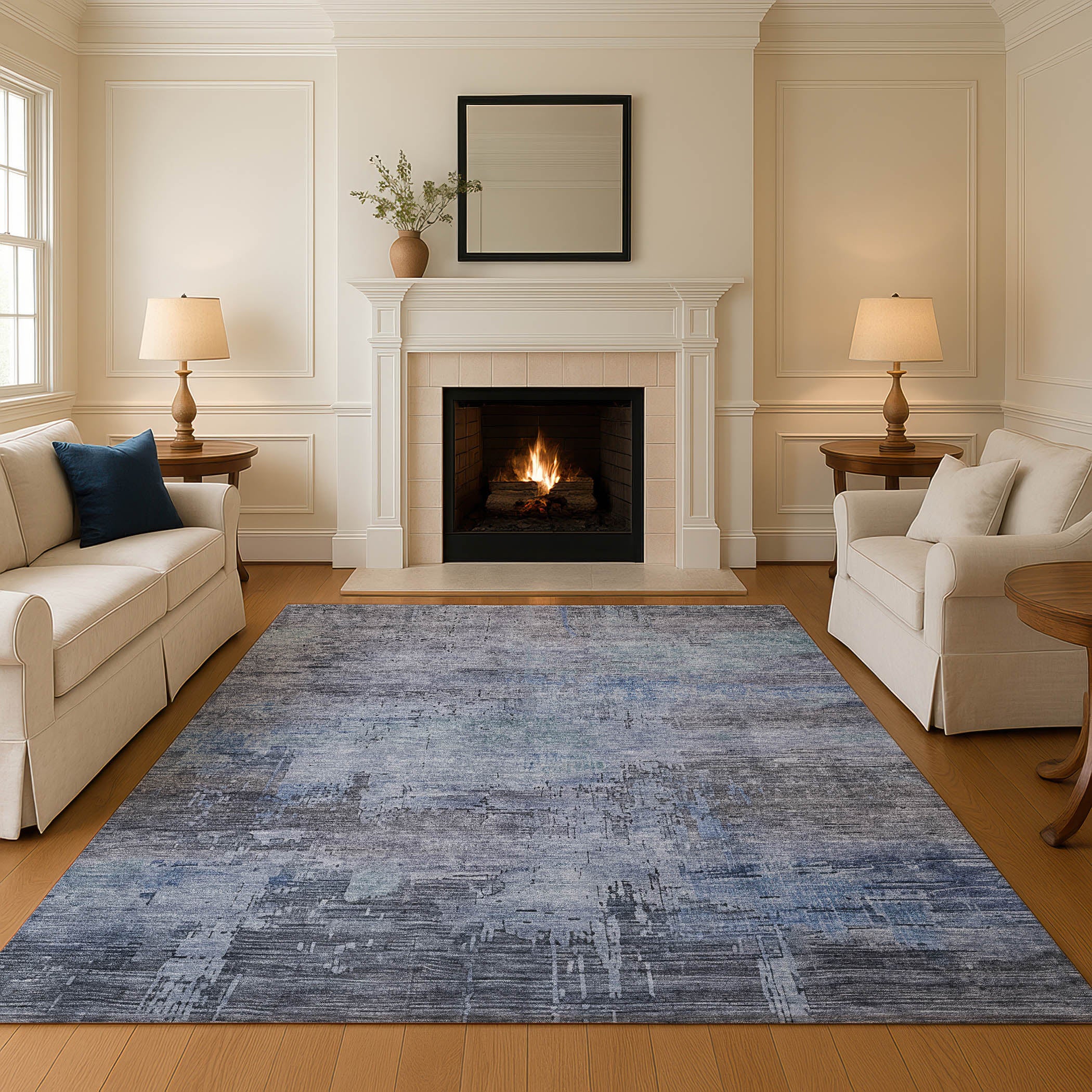 Seoul Machine Washable Transitional Gray Rug 2'6" x 3'10" #shape_Rectangle