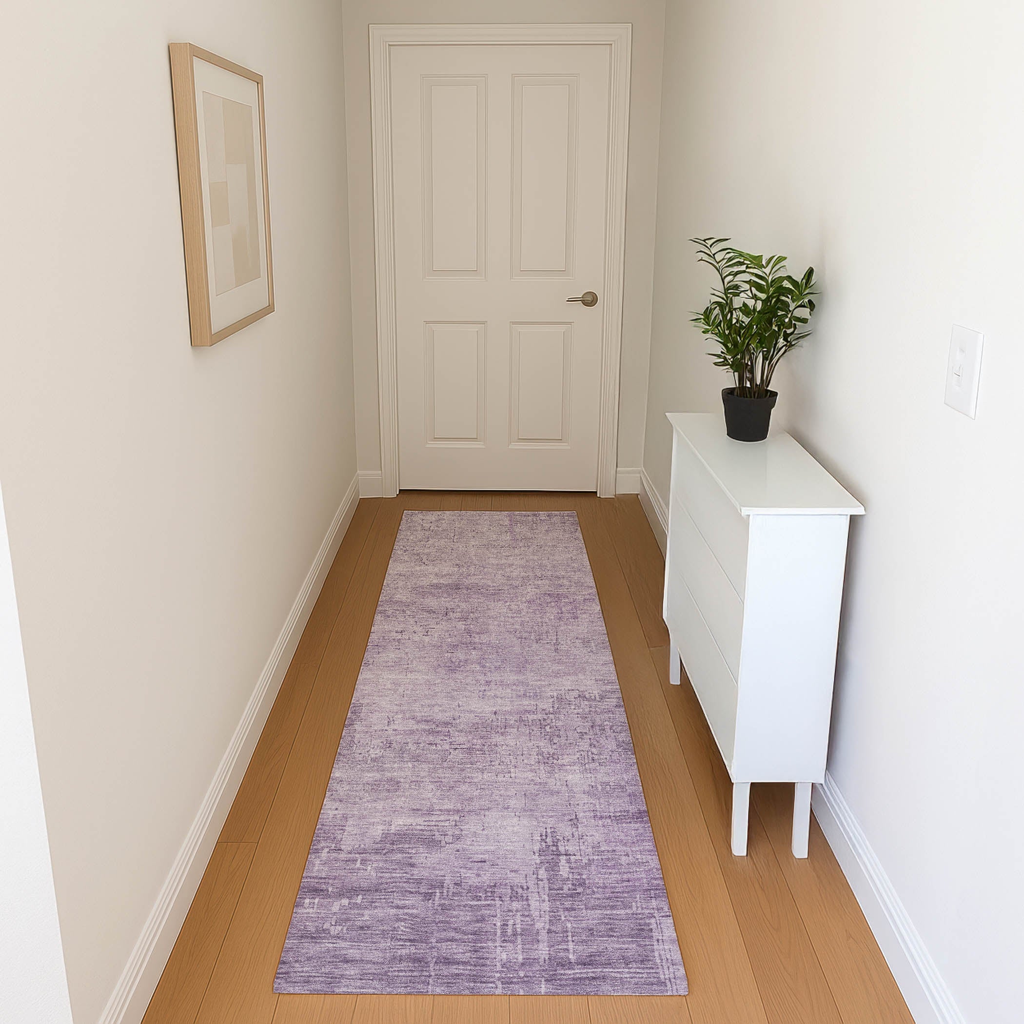Seoul Machine Washable Transitional Lavender Purple Rug 2'3" x 7'6" #shape_Runner