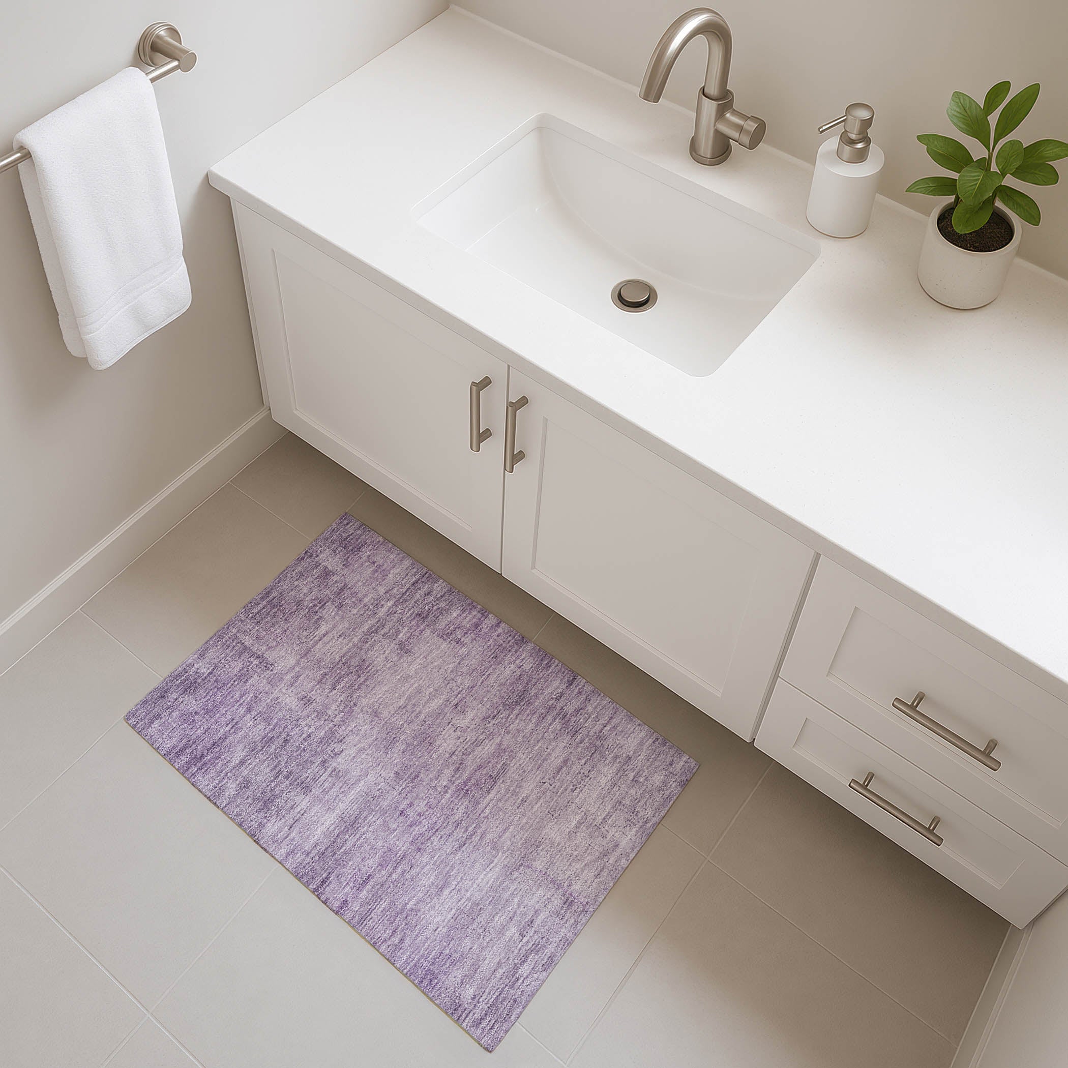 Seoul Machine Washable Transitional Lavender Purple Rug 1'8" x 2'6" #shape_Rectangle