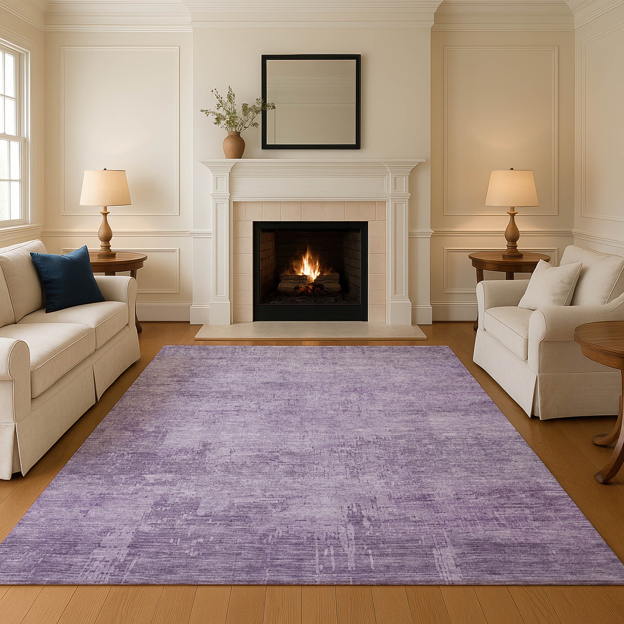 Seoul Machine Washable Transitional Lavender Purple Rug 2'6" x 3'10" #shape_Rectangle