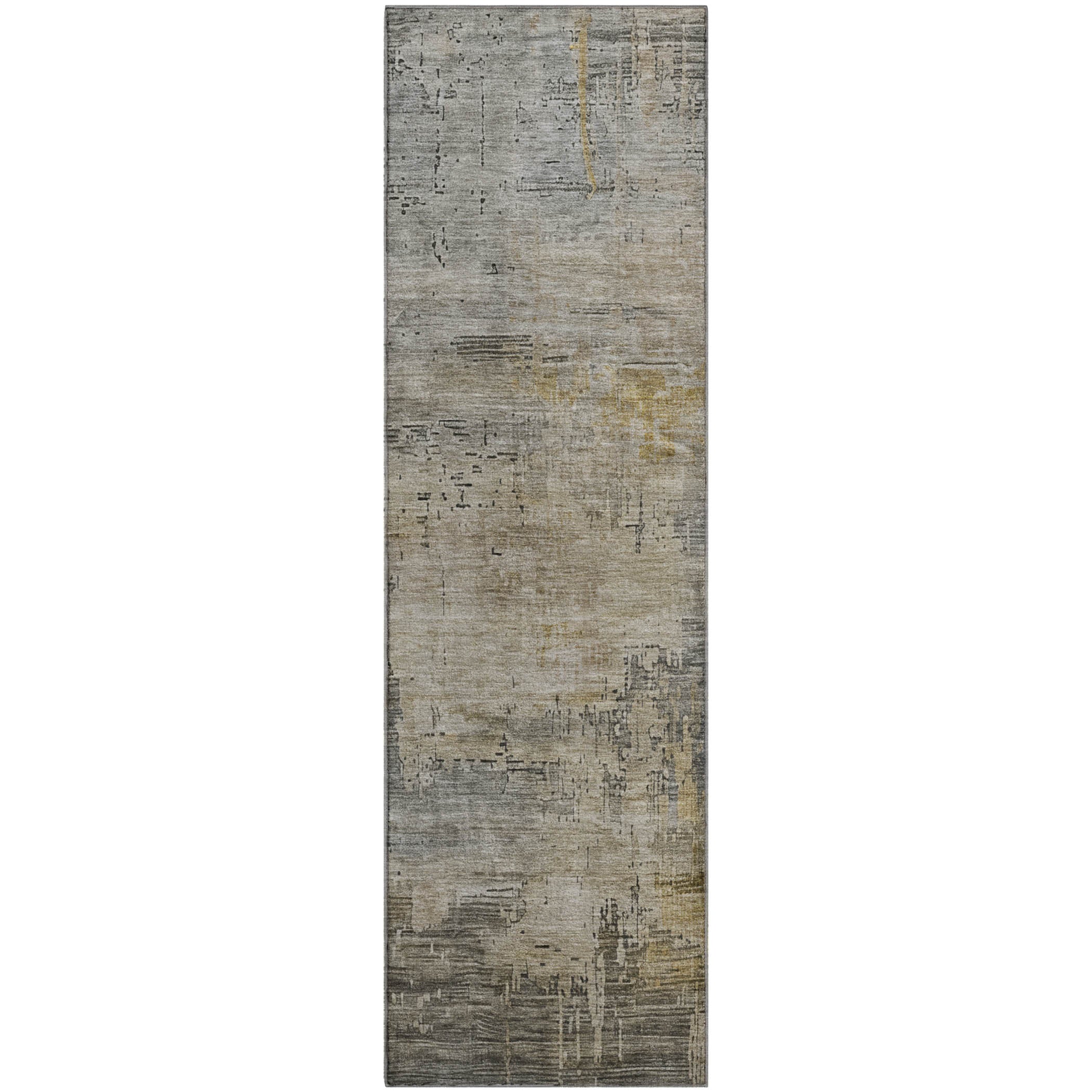 Seoul Machine Washable Transitional Pewter Gray Rug 2'3" x 7'6" #shape_Runner