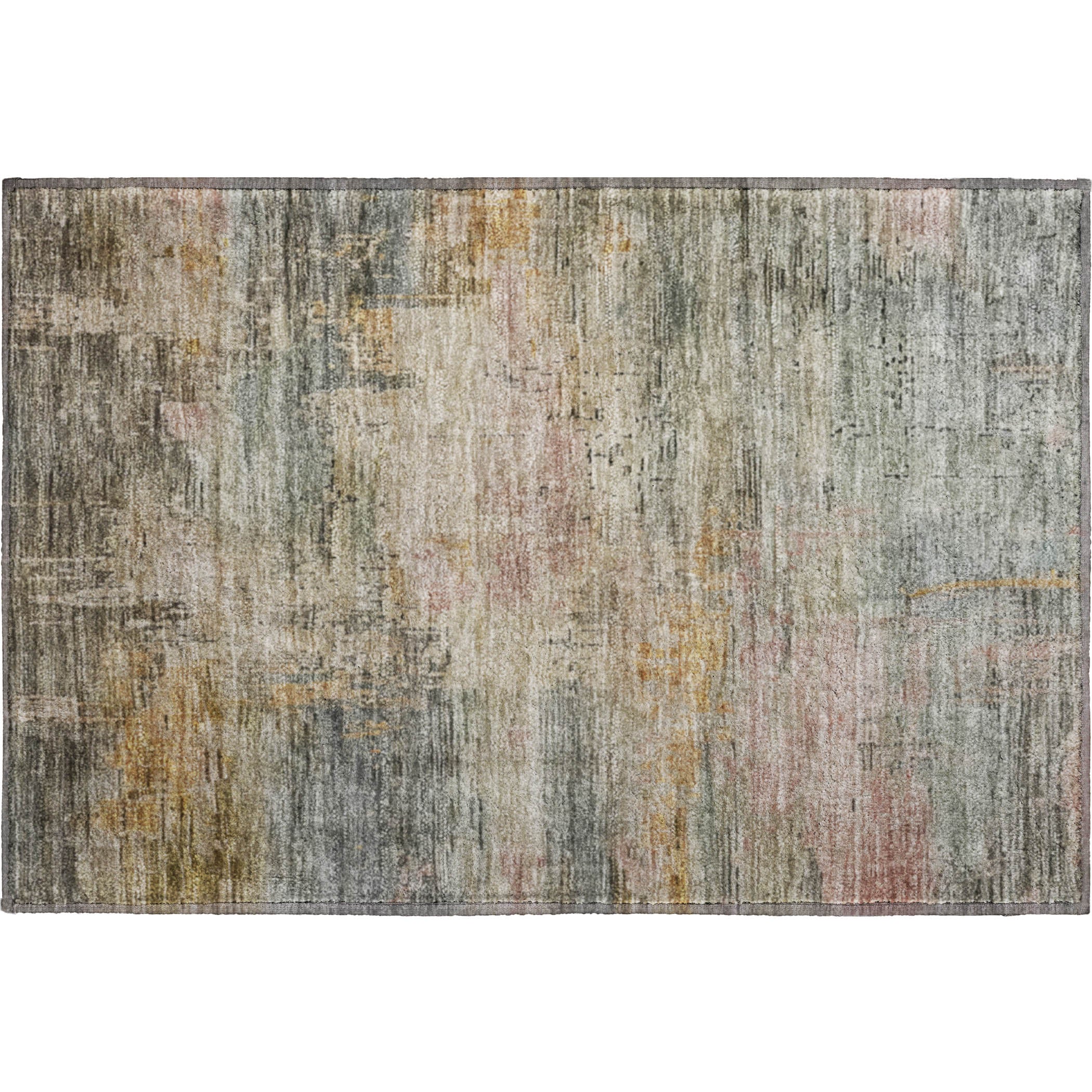 Seoul Machine Washable Transitional Sage Green Rug 1'8" x 2'6" #shape_Rectangle