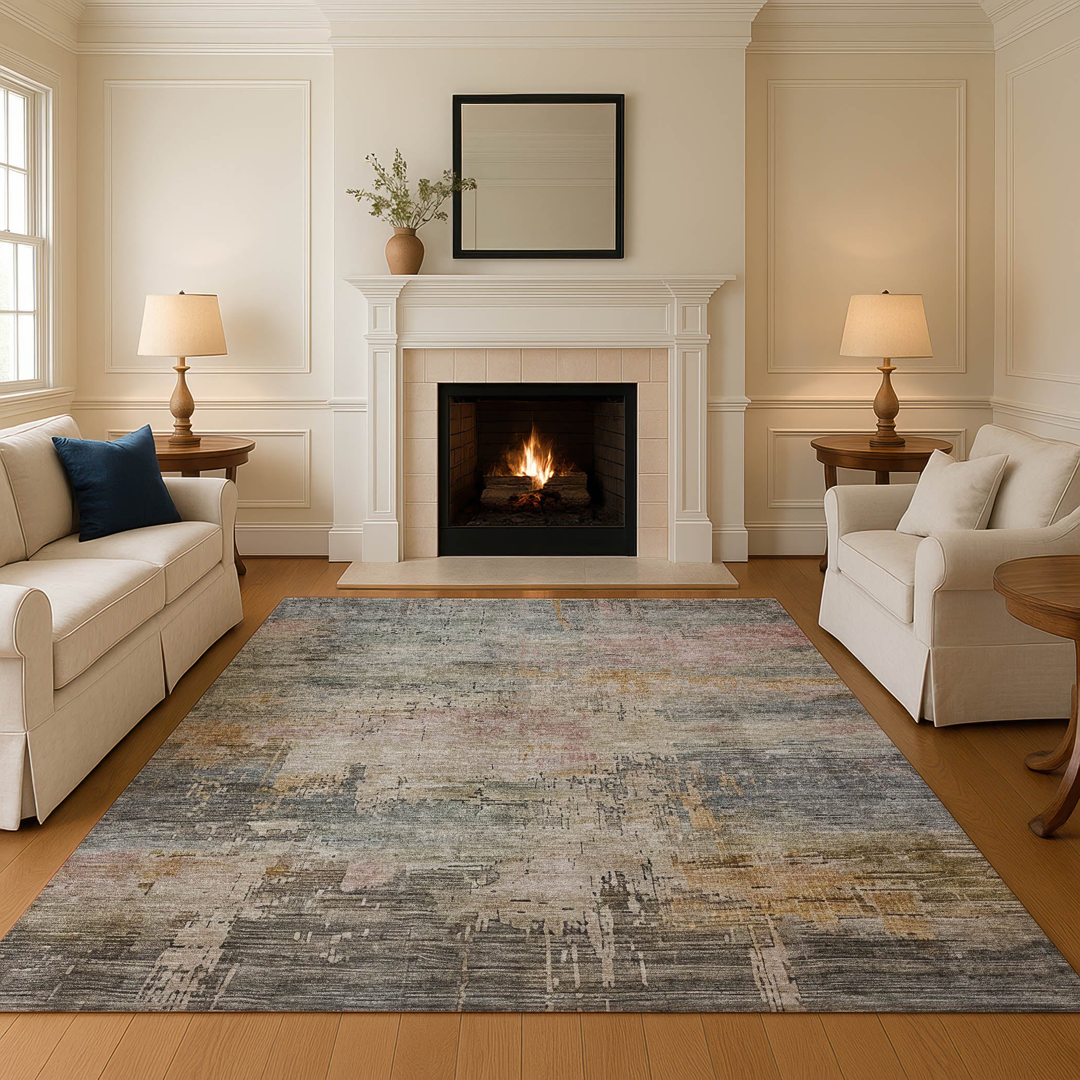 Seoul Machine Washable Transitional Sage Green Rug 2'6" x 3'10" #shape_Rectangle