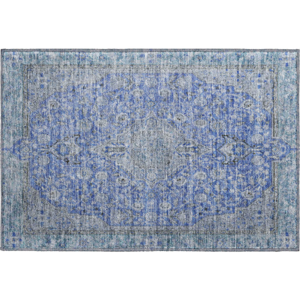 Vienna Machine Washable Traditional Blue Rug 1'8" x 2'6"