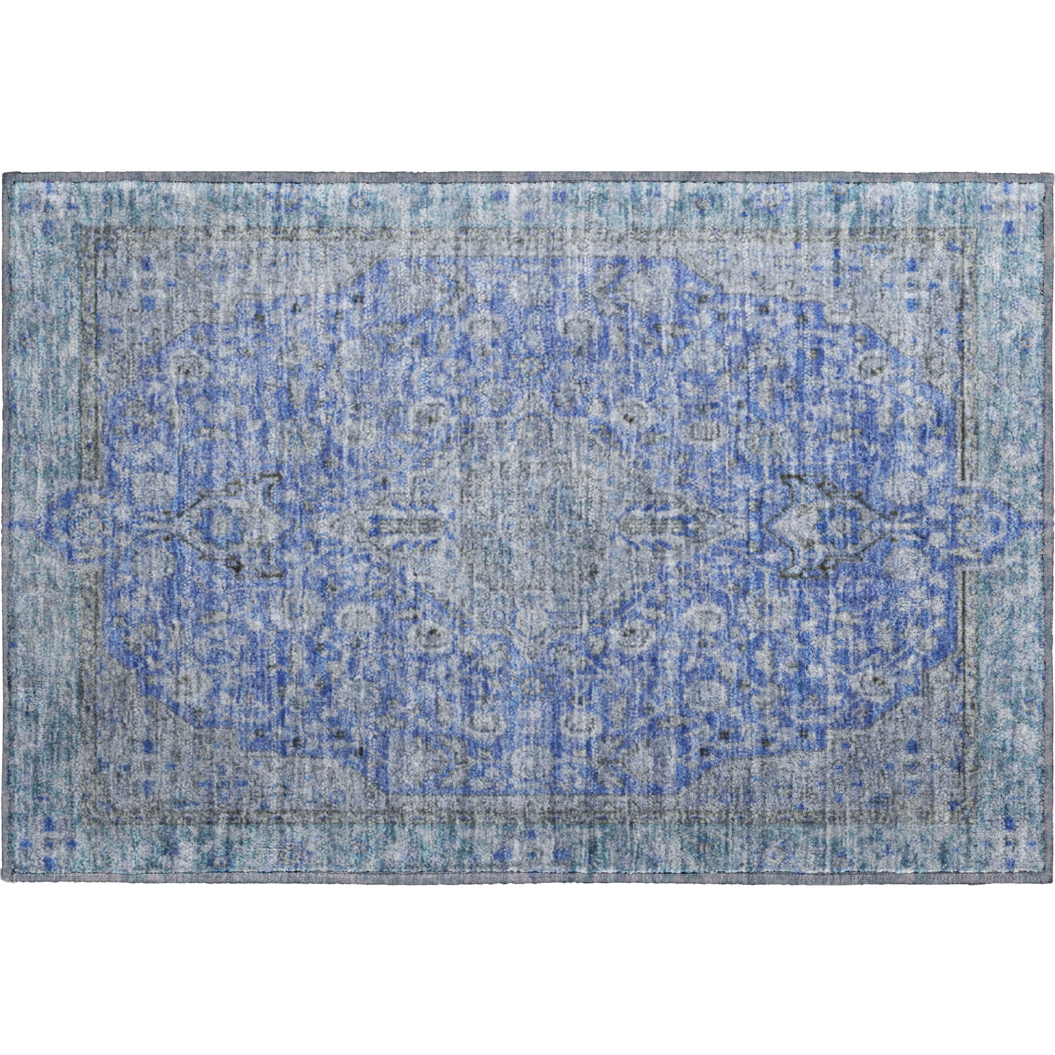 Vienna Machine Washable Traditional Blue Rug 1'8" x 2'6" #shape_Rectangle