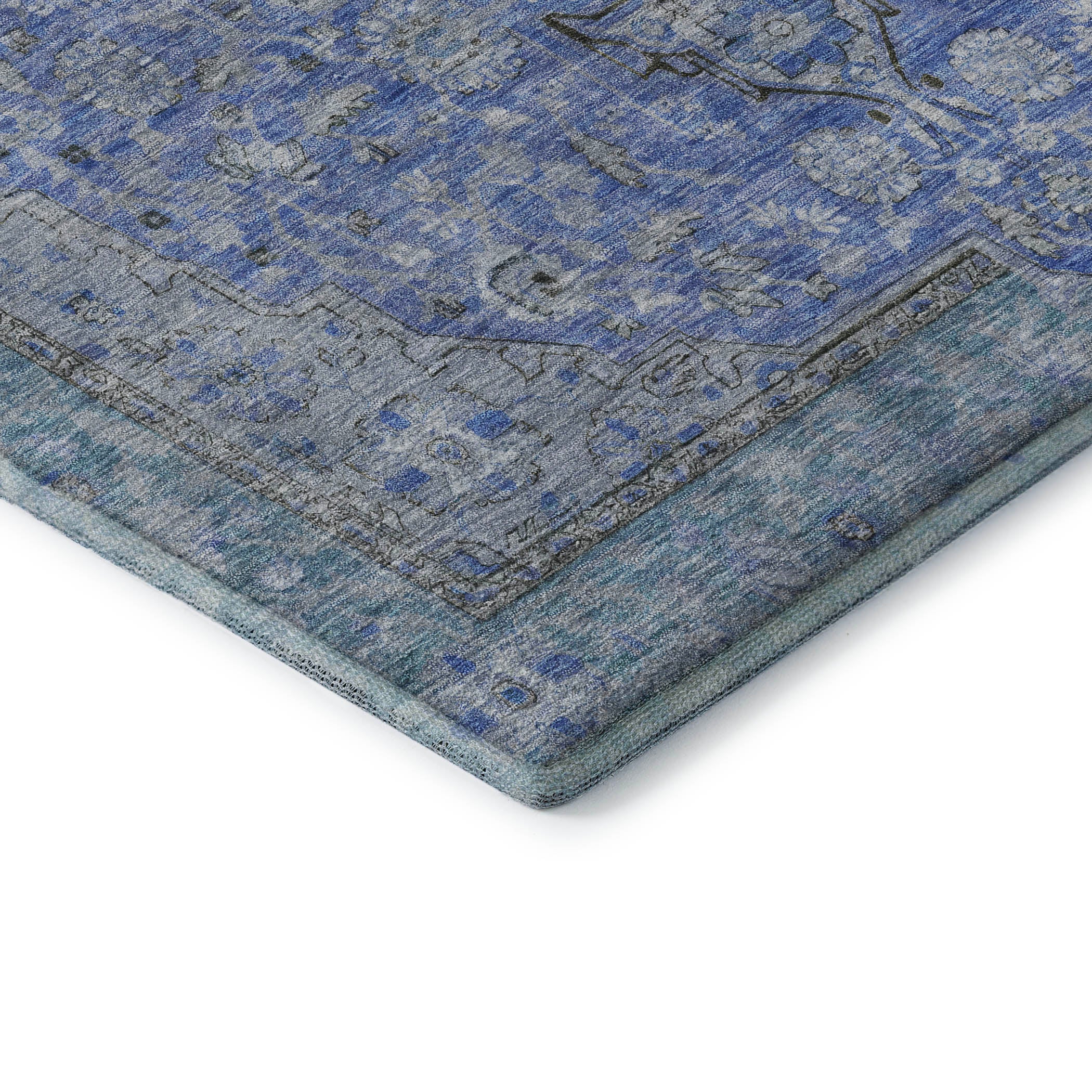 Vienna Machine Washable Traditional Blue Rug 1'8" x 2'6" #shape_Rectangle