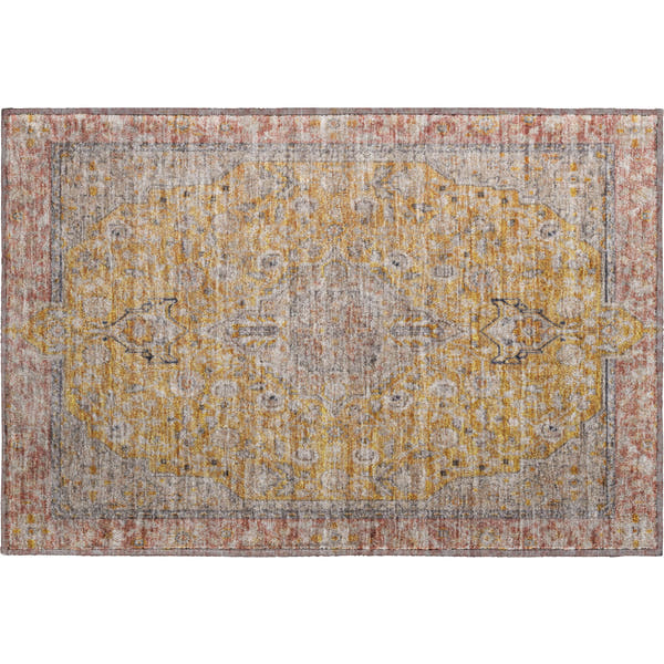 Vienna Machine Washable Traditional Gold Rug 1'8" x 2'6"