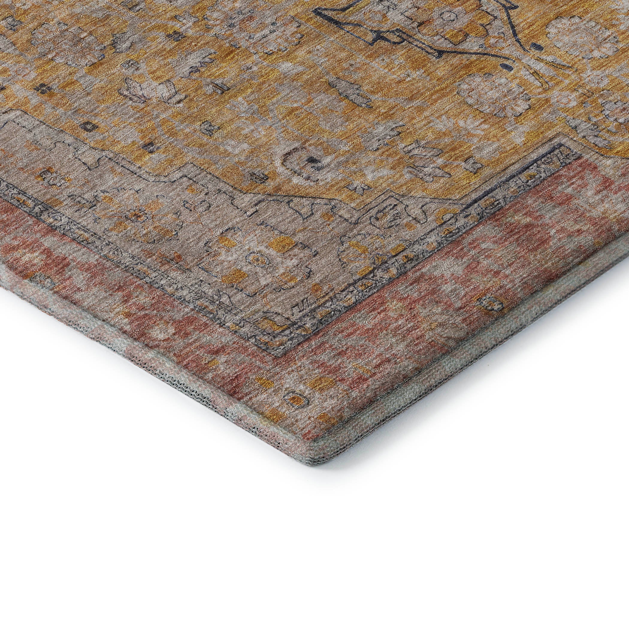 Vienna Machine Washable Traditional Gold Rug 1'8" x 2'6" #shape_Rectangle