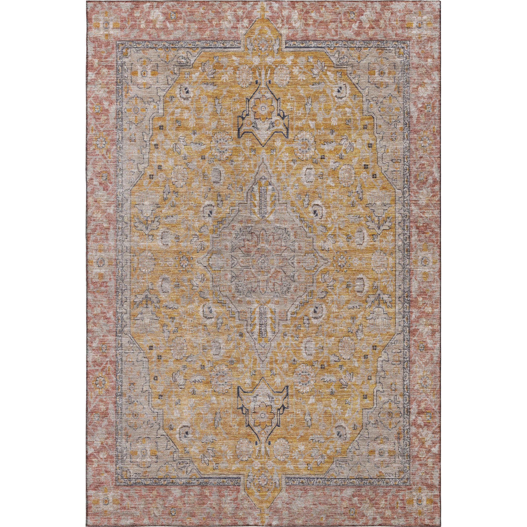 Vienna Machine Washable Traditional Gold Rug 2'6" x 3'10" #shape_Rectangle