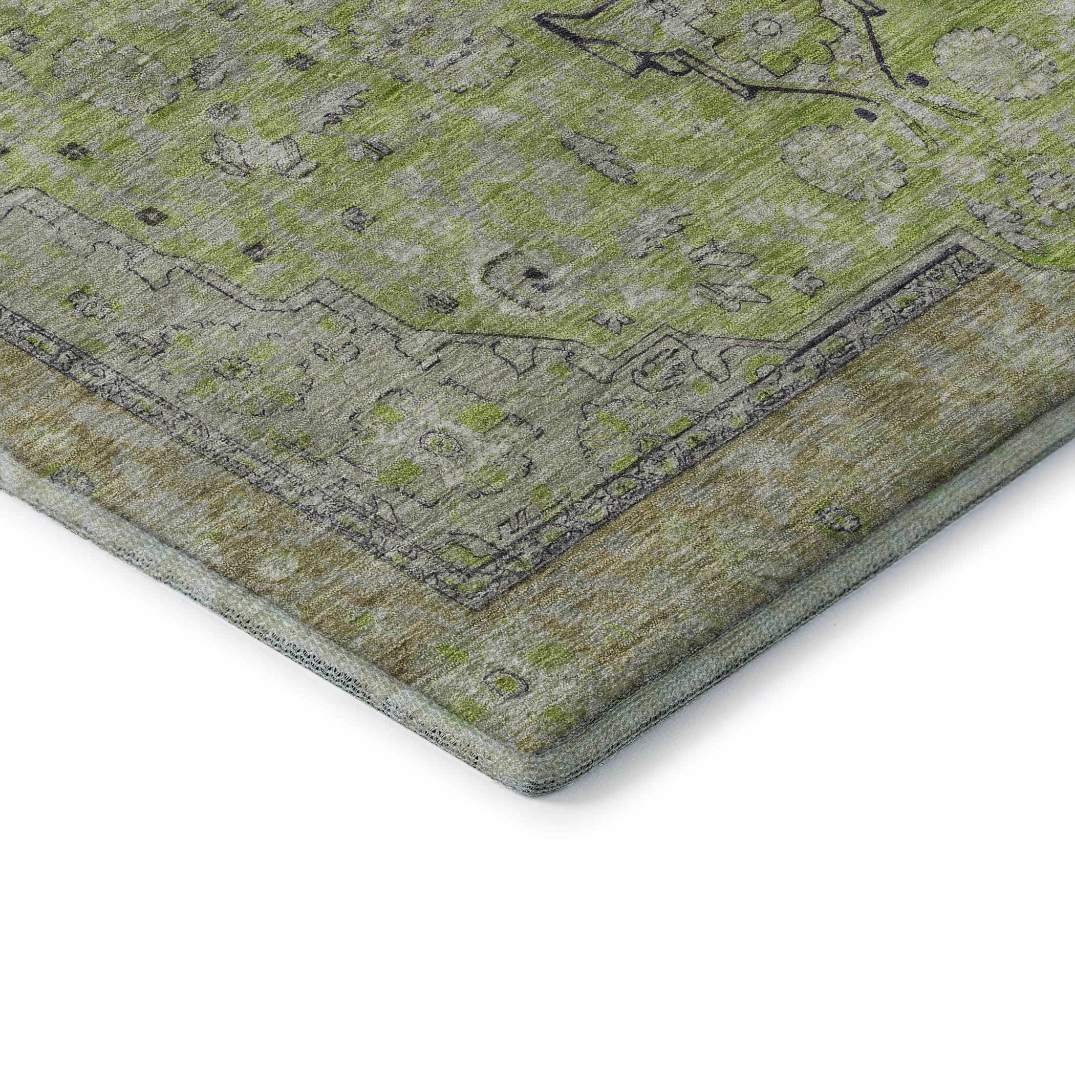 Vienna Machine Washable Traditional Lime Green Rug 1'8" x 2'6" #shape_Rectangle