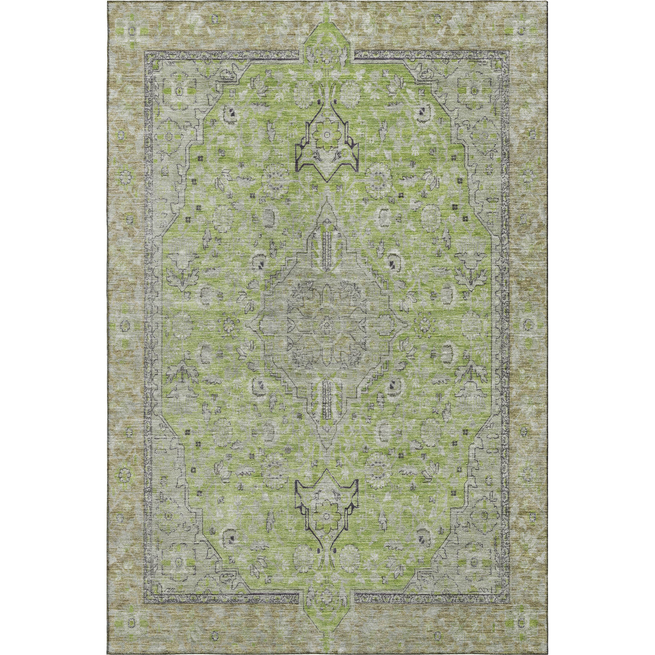 Vienna Machine Washable Traditional Lime Green Rug 2'6" x 3'10" #shape_Rectangle