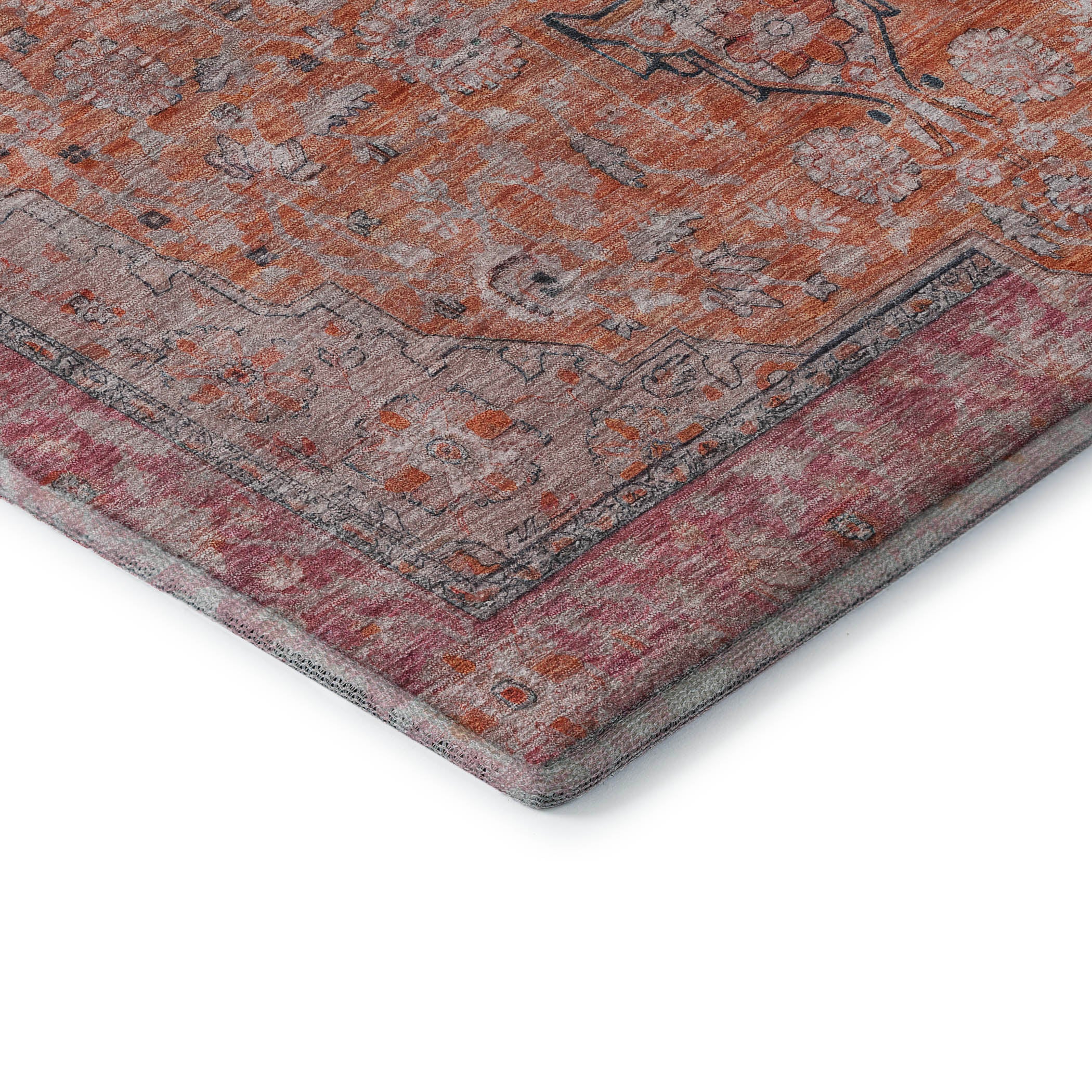Vienna Machine Washable Traditional Orange Rug 1'8" x 2'6" #shape_Rectangle